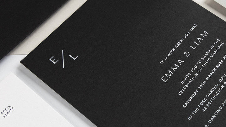 5 striking wedding invitations in black