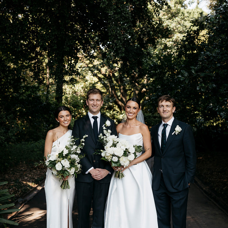 Newlyweds posing for photo