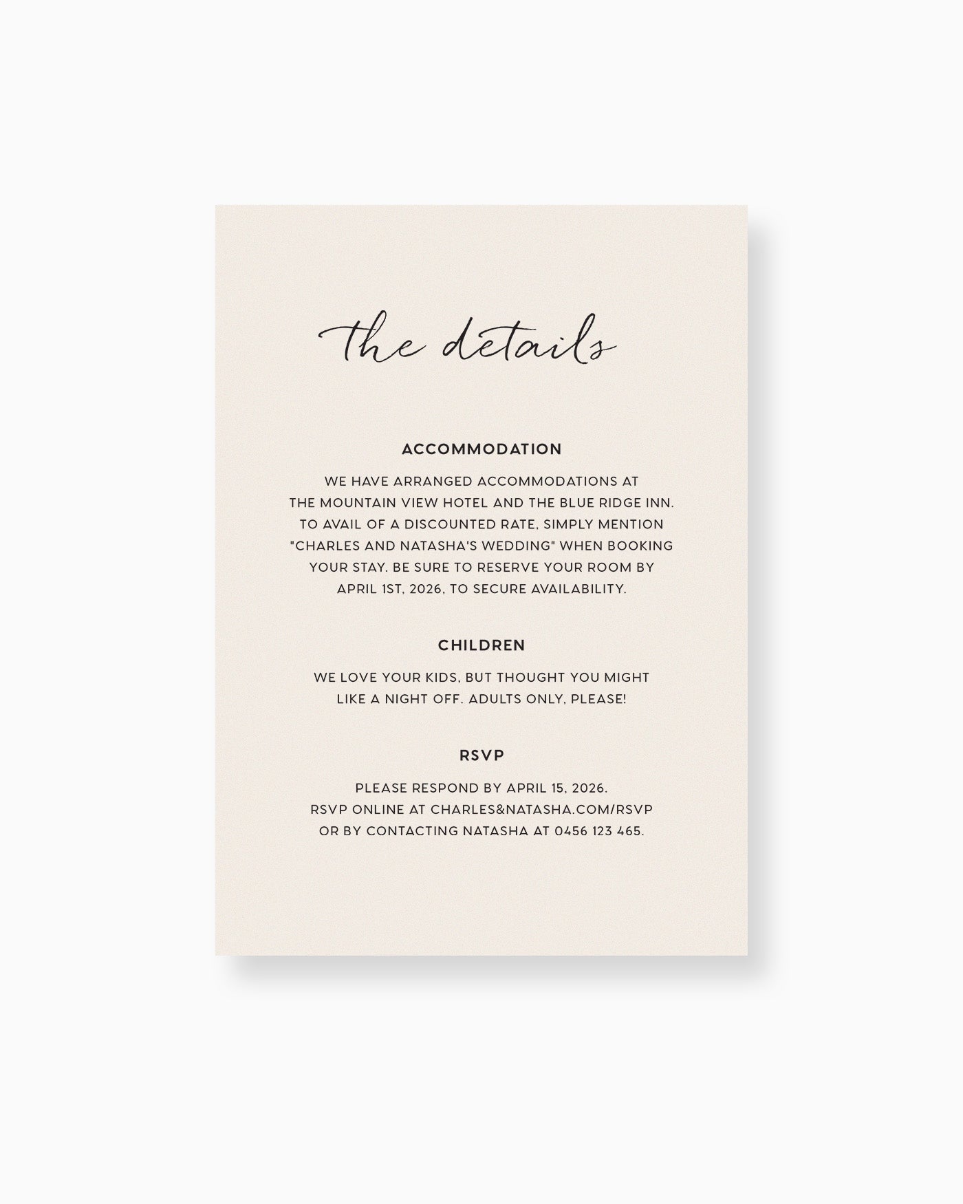 Clair Details Card mockup