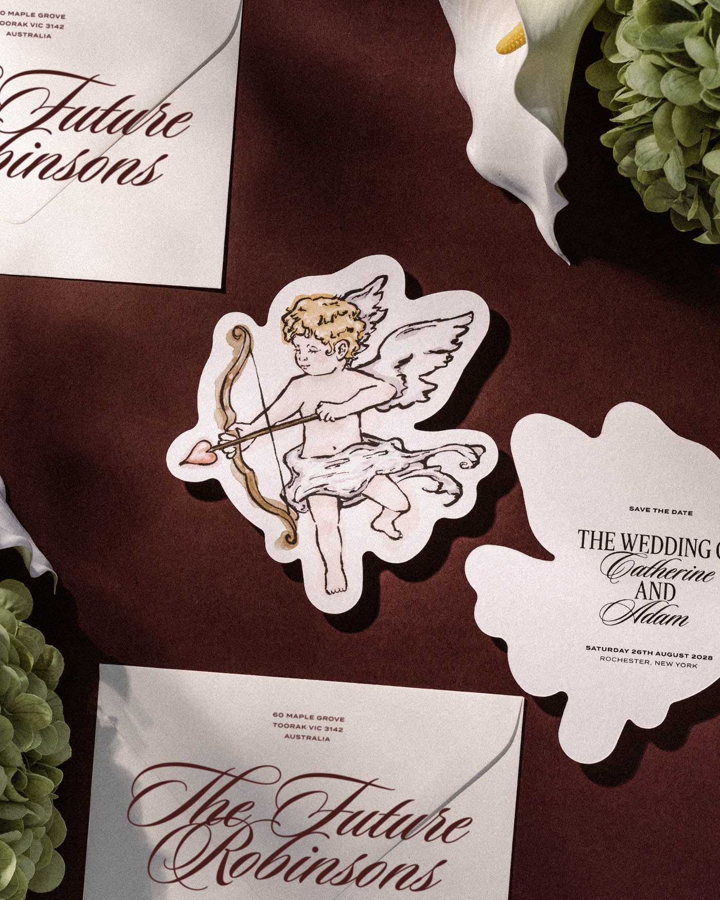 Ink Wash Cupid Save the Date second styled photograph