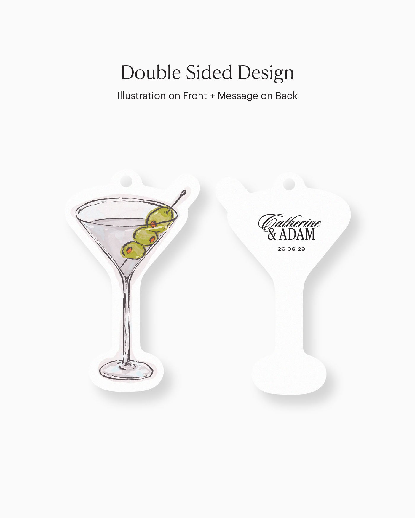Ink Wash Olive Martini Favour Tag double-sided mockup