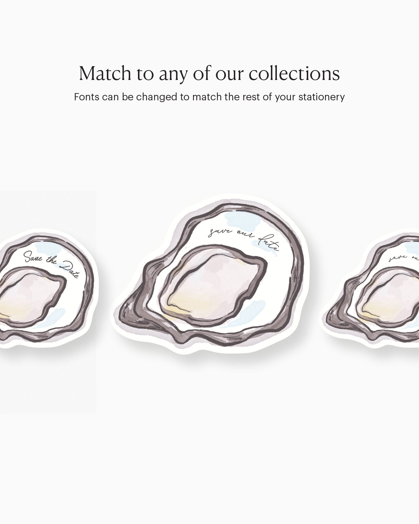 Ink Wash Oyster Save the Date matching collection mockup
