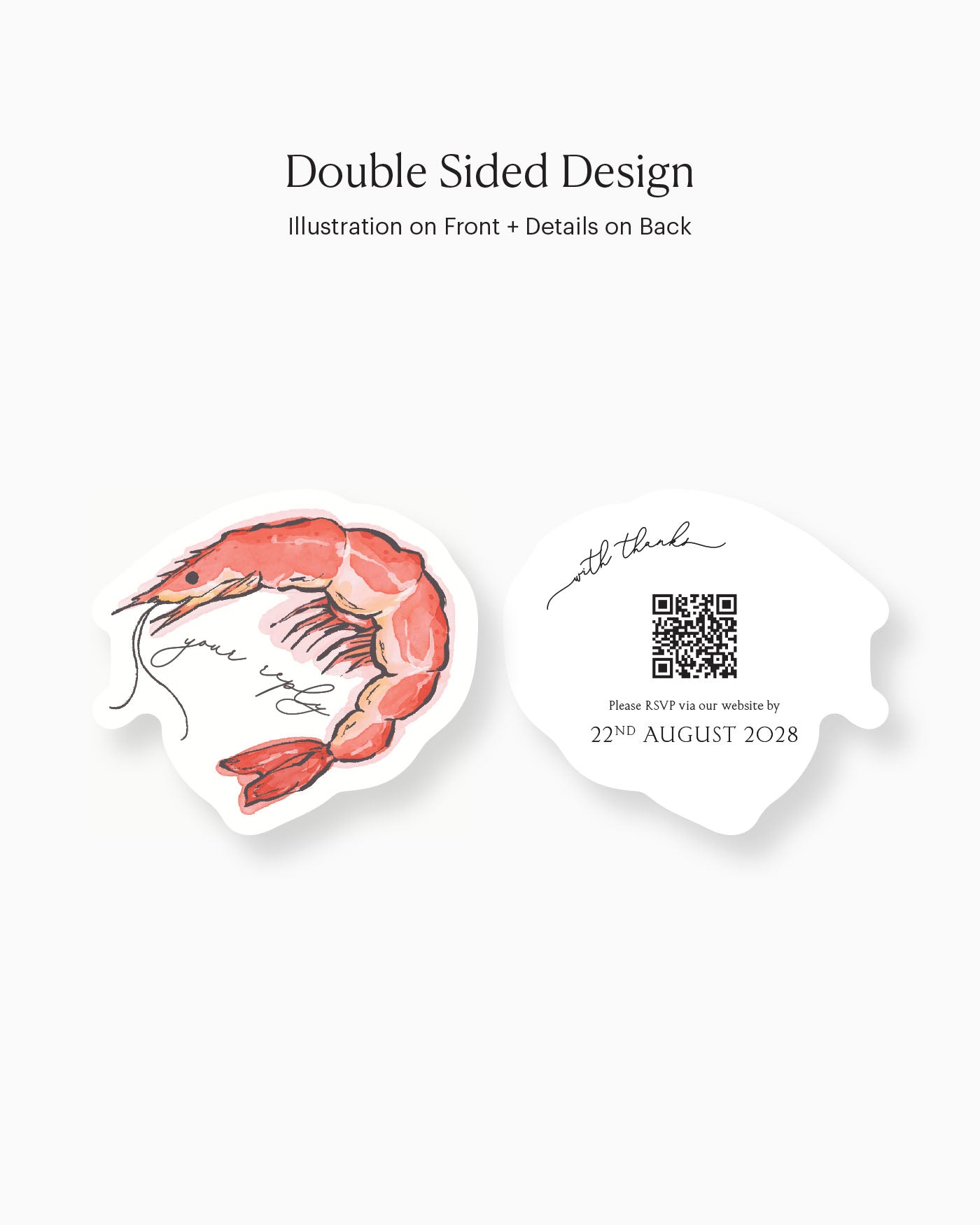 Ink Wash Prawn Insert Card double-sided mockup
