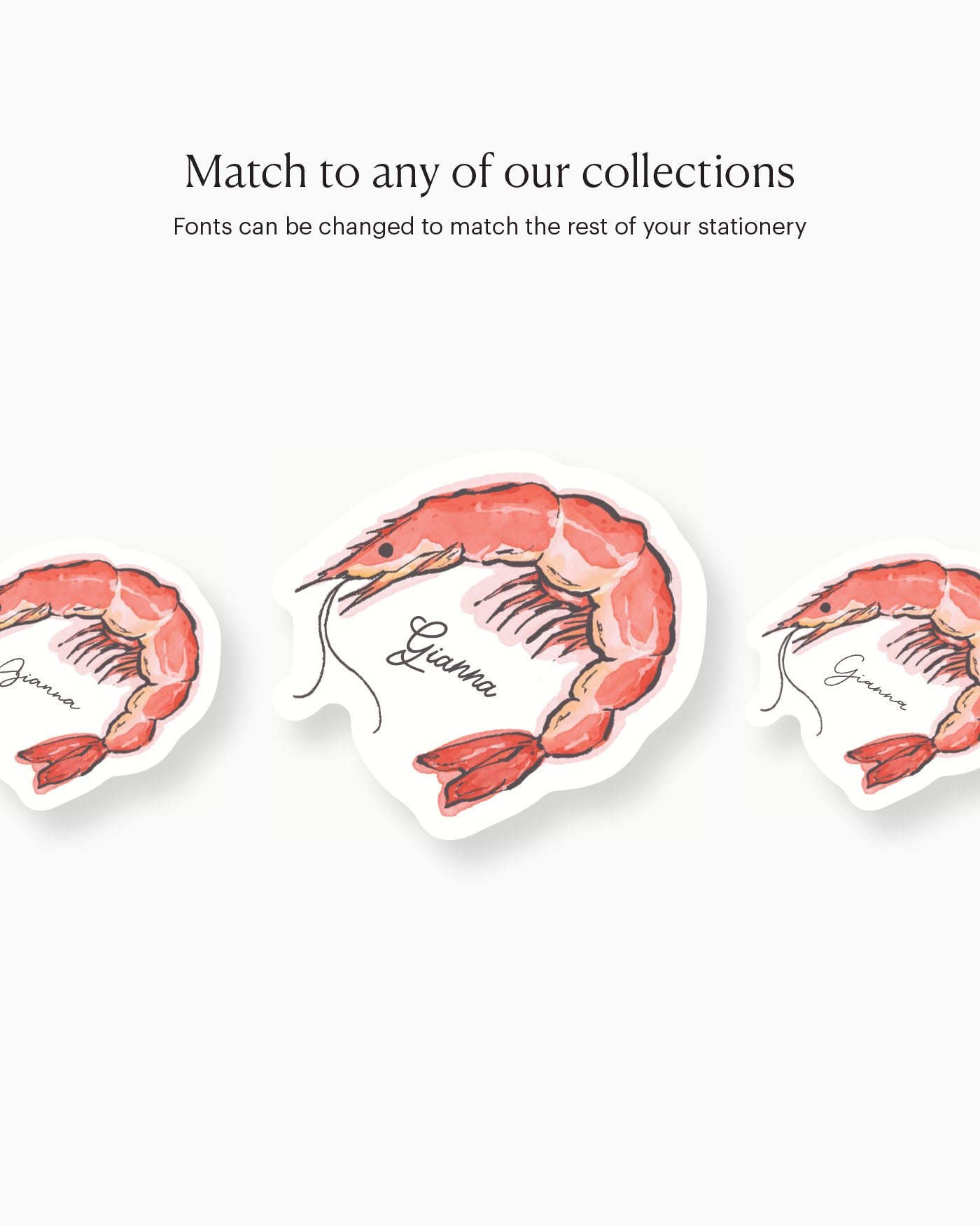Ink Wash Prawn Place Card matching collection mockup