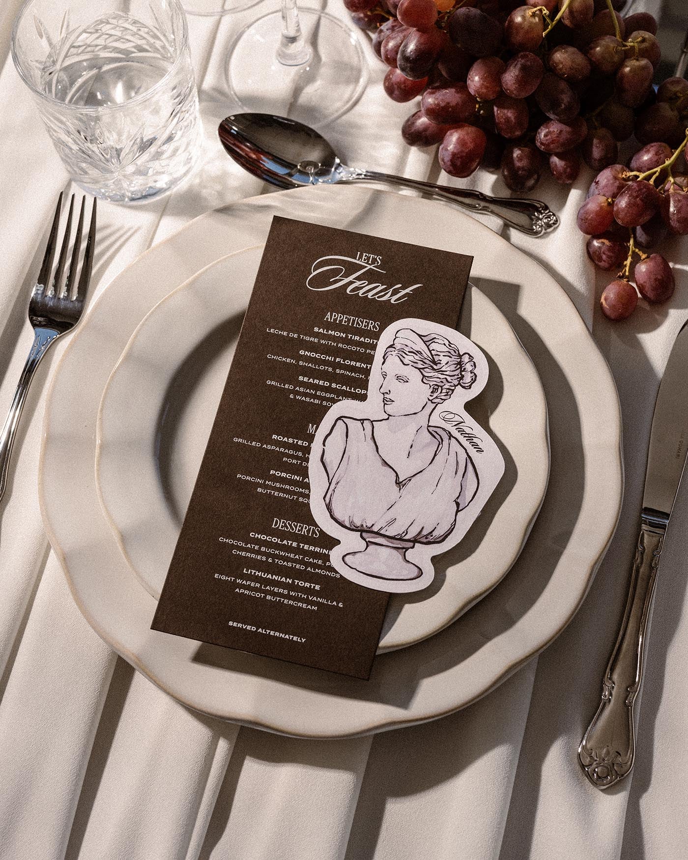 Ink Wash Statue Place Card styled photograph