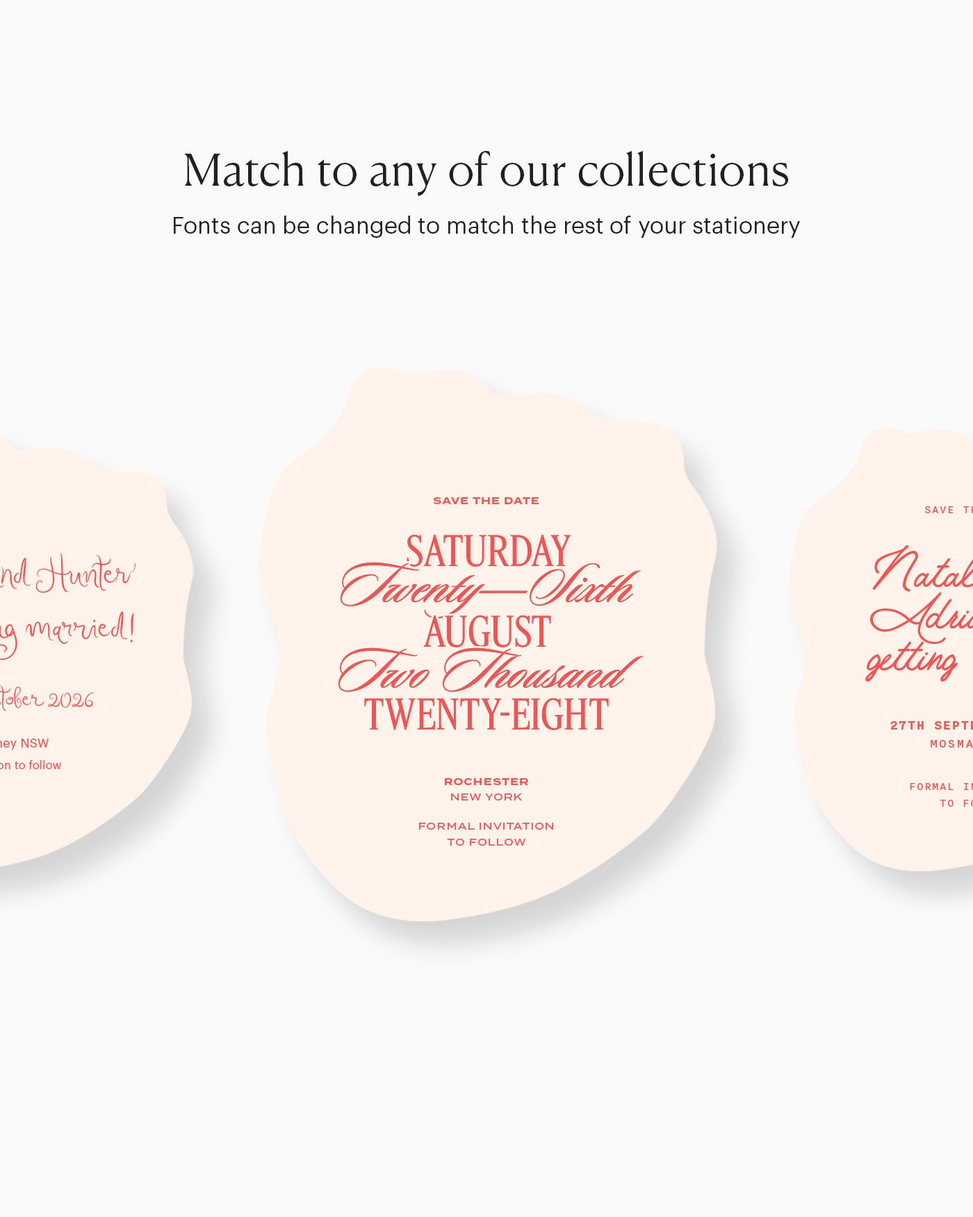 Minimal Cake Save the Date matching collection mockup