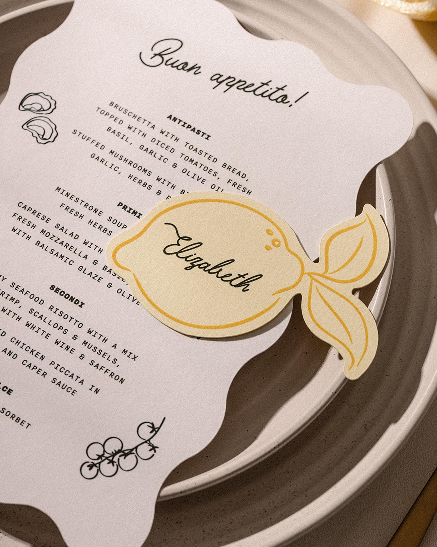 Minimal Lemon Place Card second styled photograph