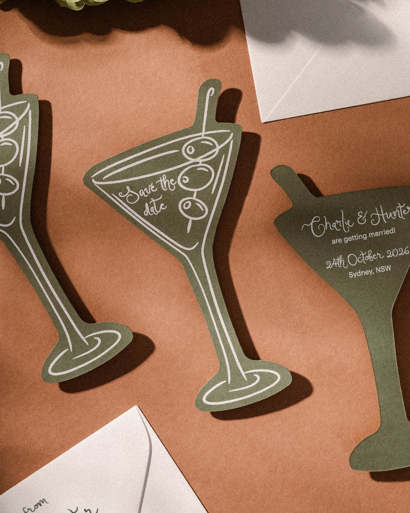 Minimal Martini Save the Date styled photograph