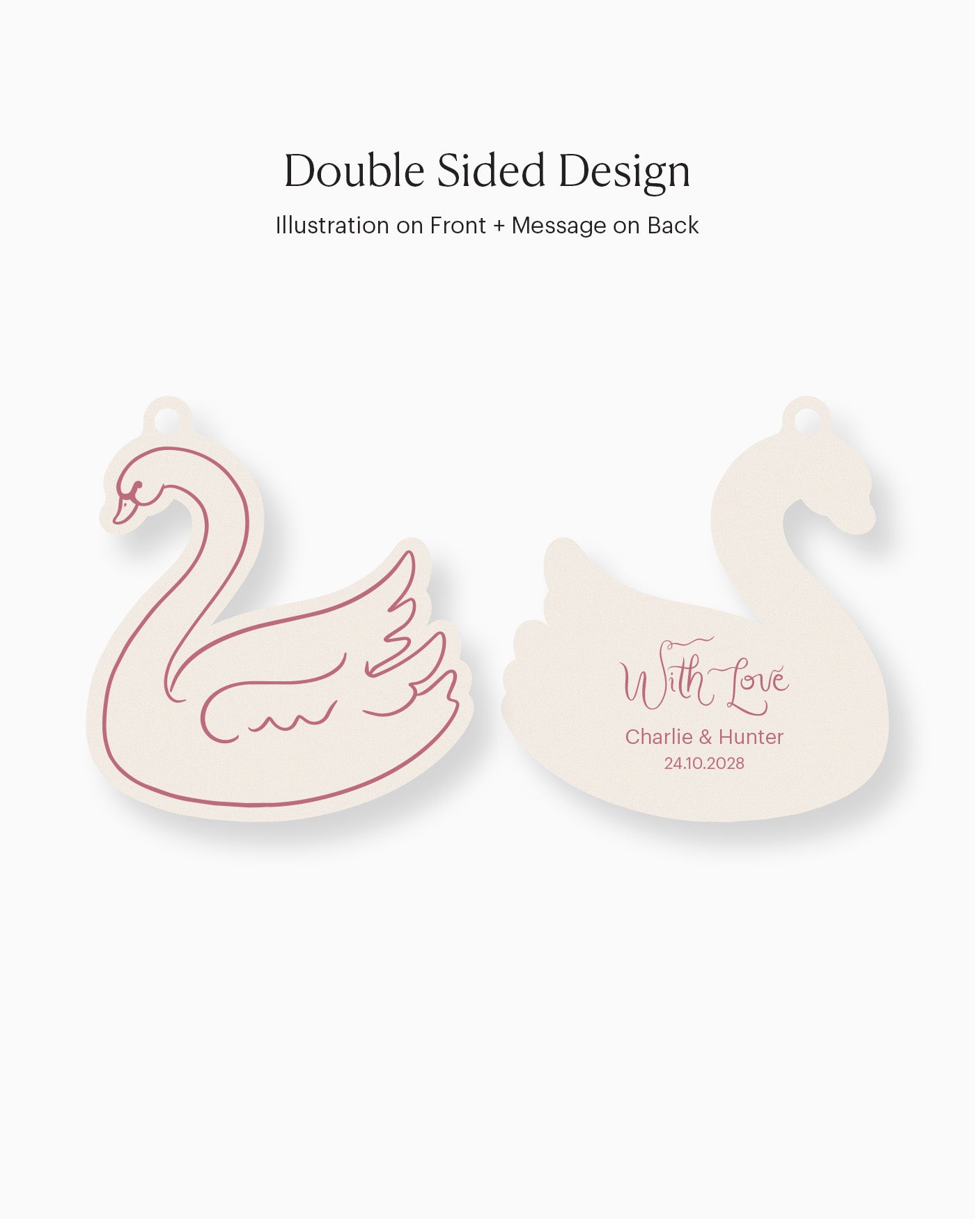 Minimal Swan Favour Tag double-sided mockup