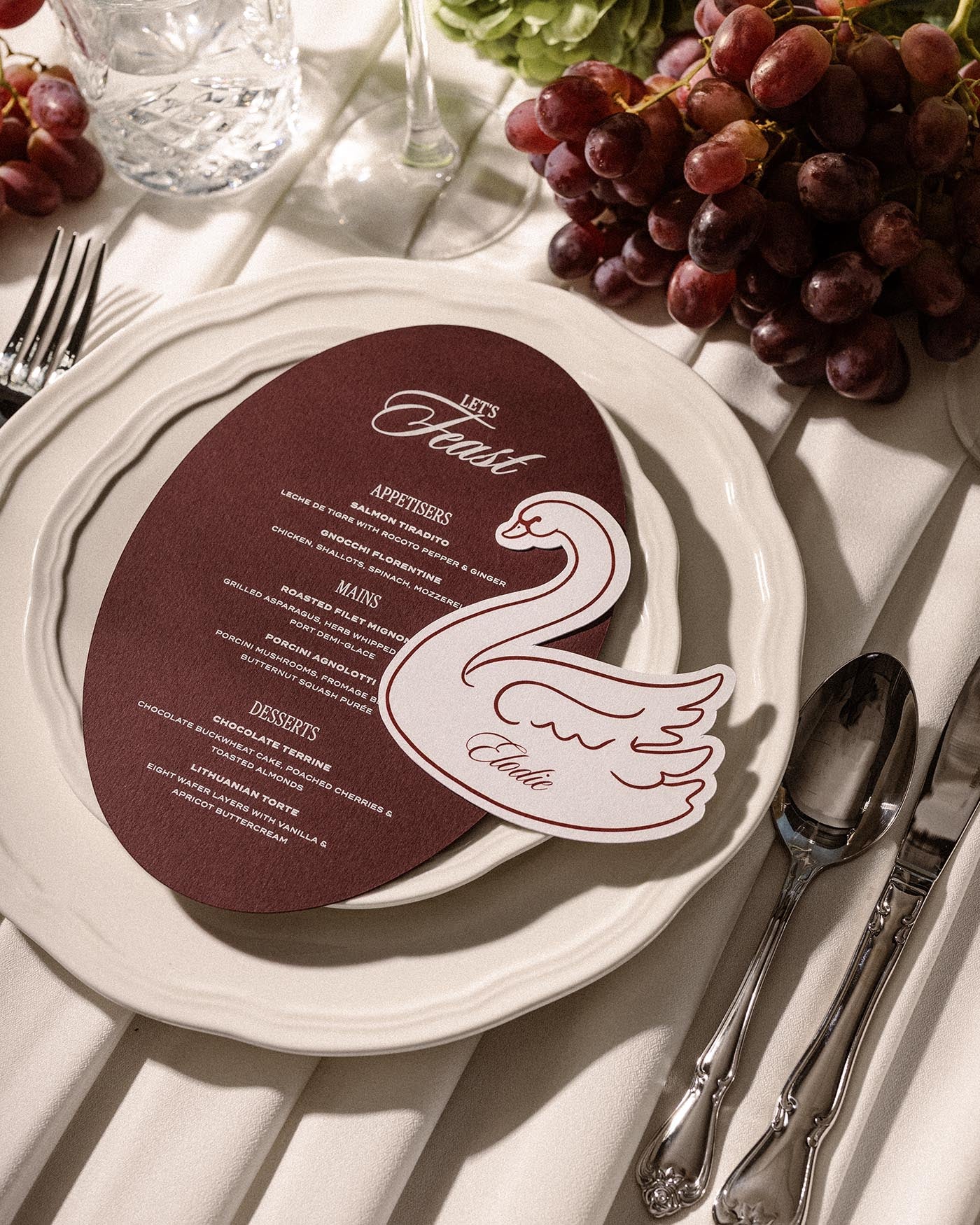 Minimal Swan Place Card second styled photograph