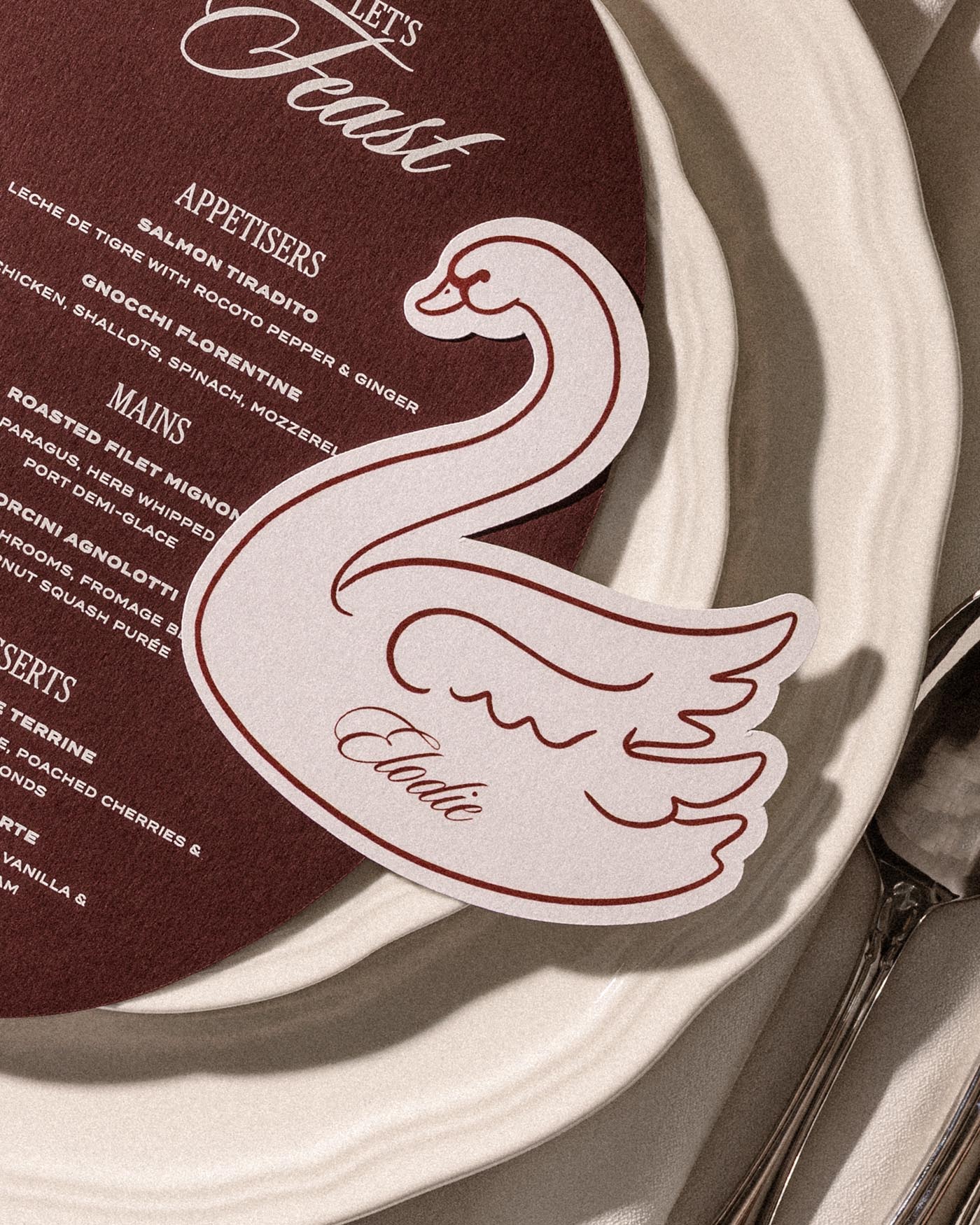 Minimal Swan Place Card styled photograph