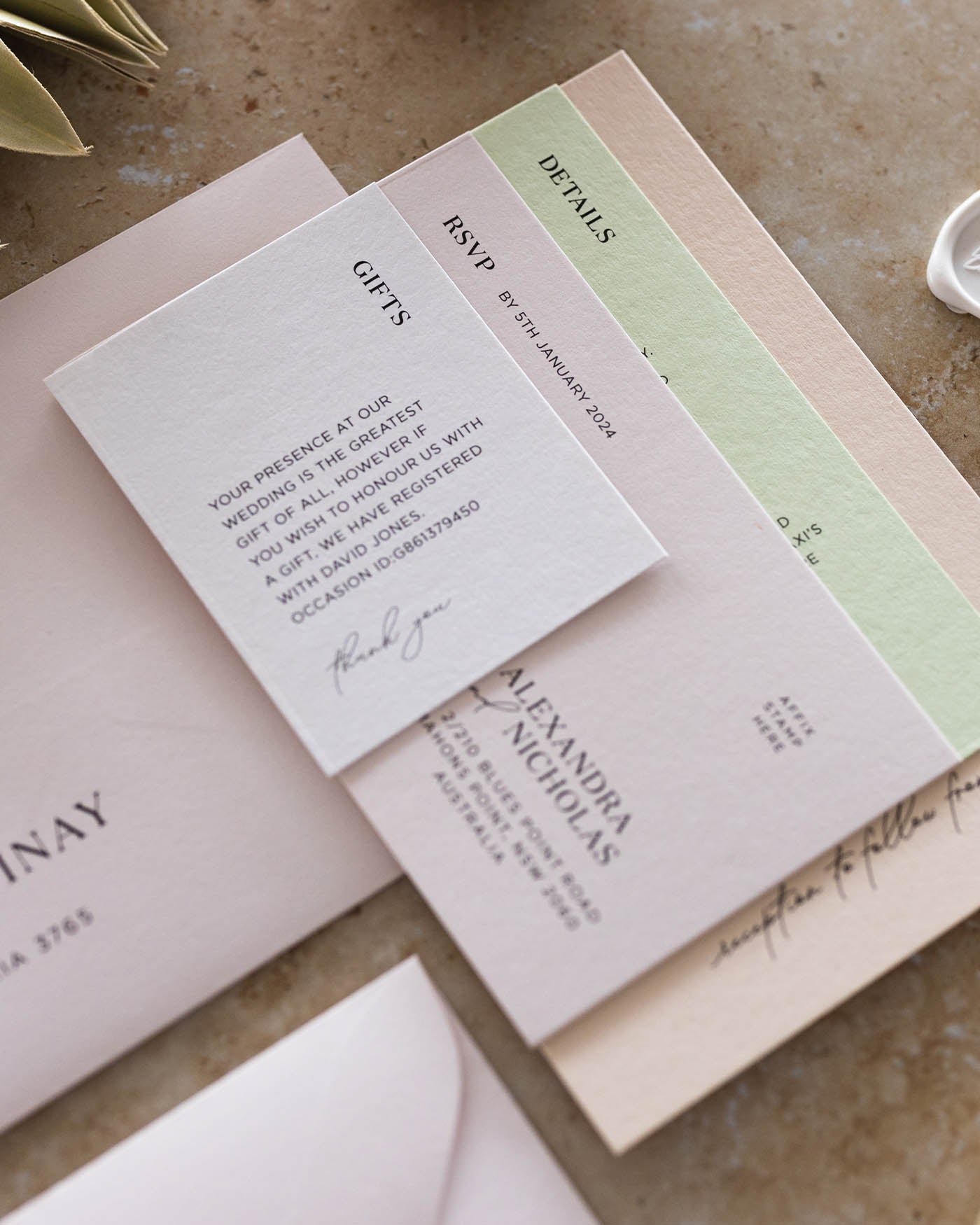 Palms Note on Gifts styled photograph