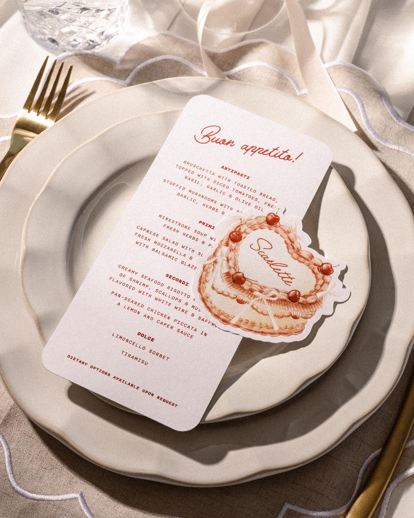 Watercolour Cake Place Card styled photograph