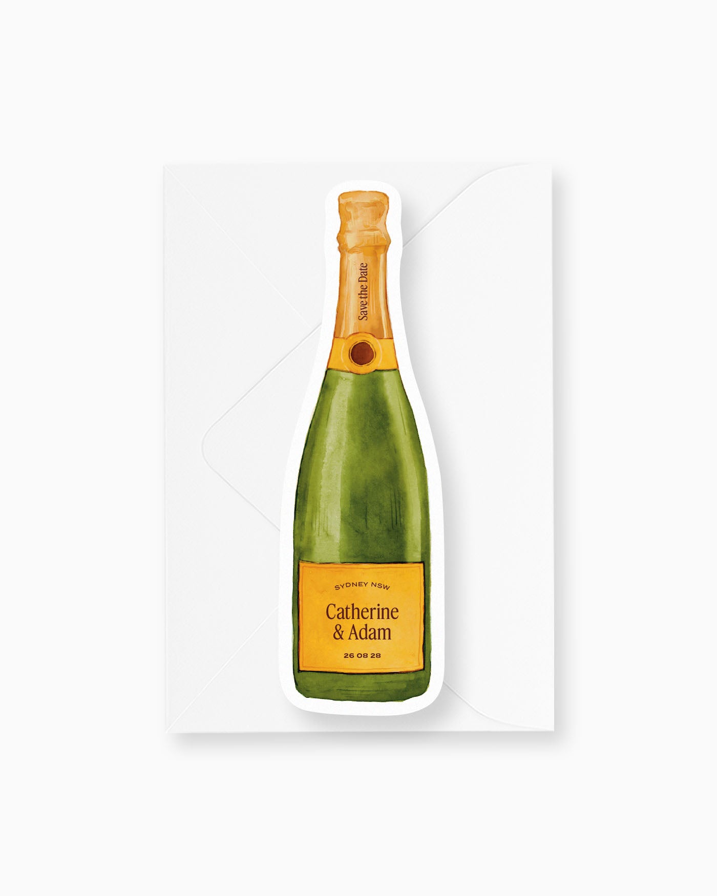 Watercolour Champagne Bottle Save the Date mockup
