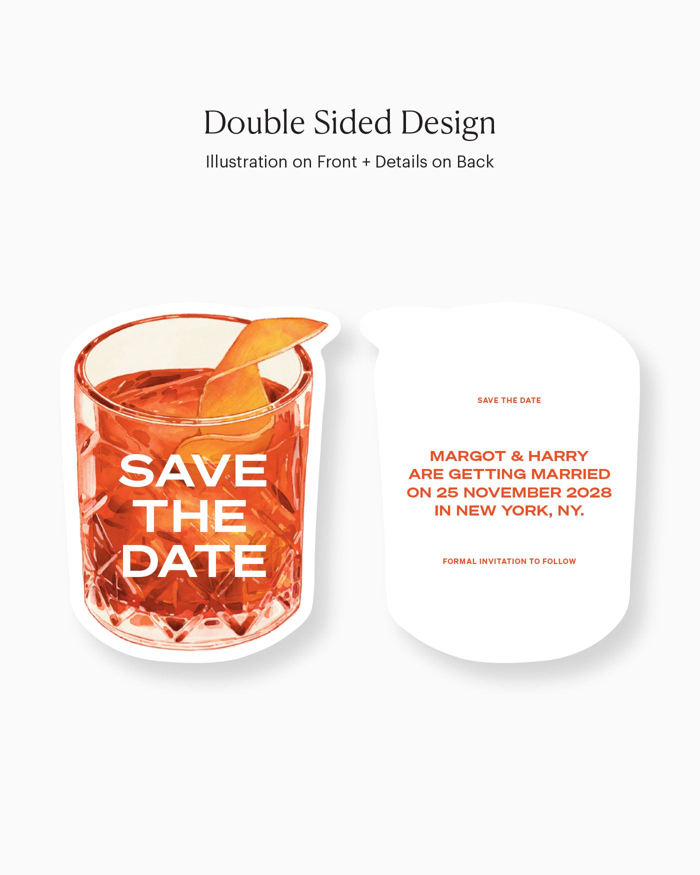 Watercolour Negroni Save the Date double-sided mockup