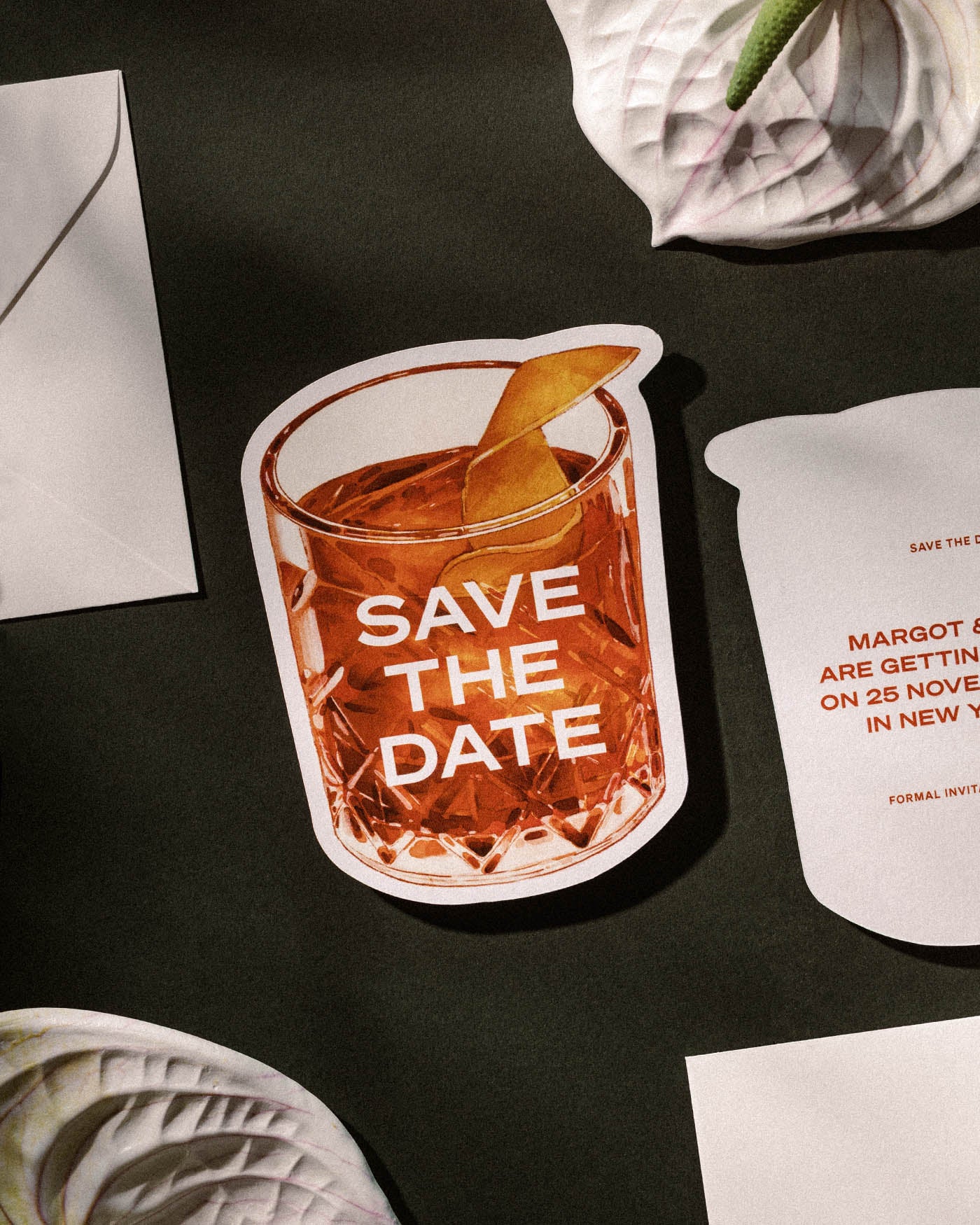 Watercolour Negroni Save the Date second styled photograph