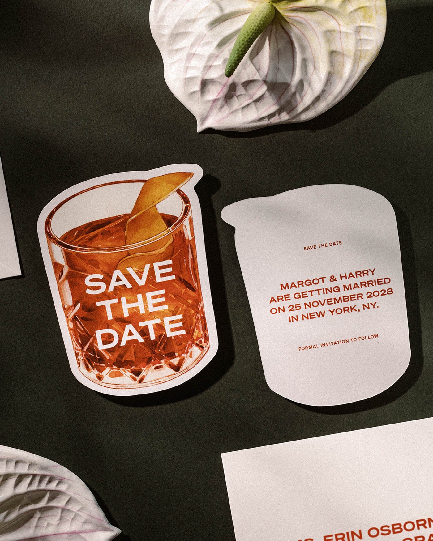 Watercolour Negroni Save the Date styled photograph