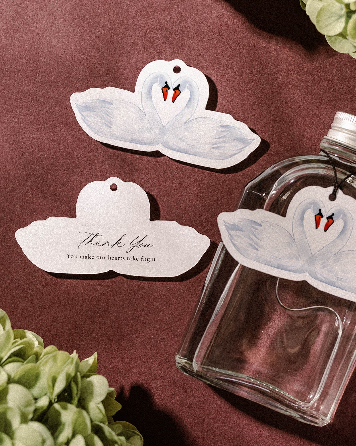 Watercolour Swan Favour Tag styled photograph