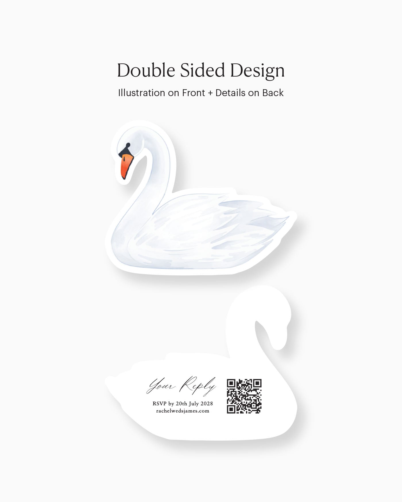 Watercolour Swan Insert Card double-sided mockup