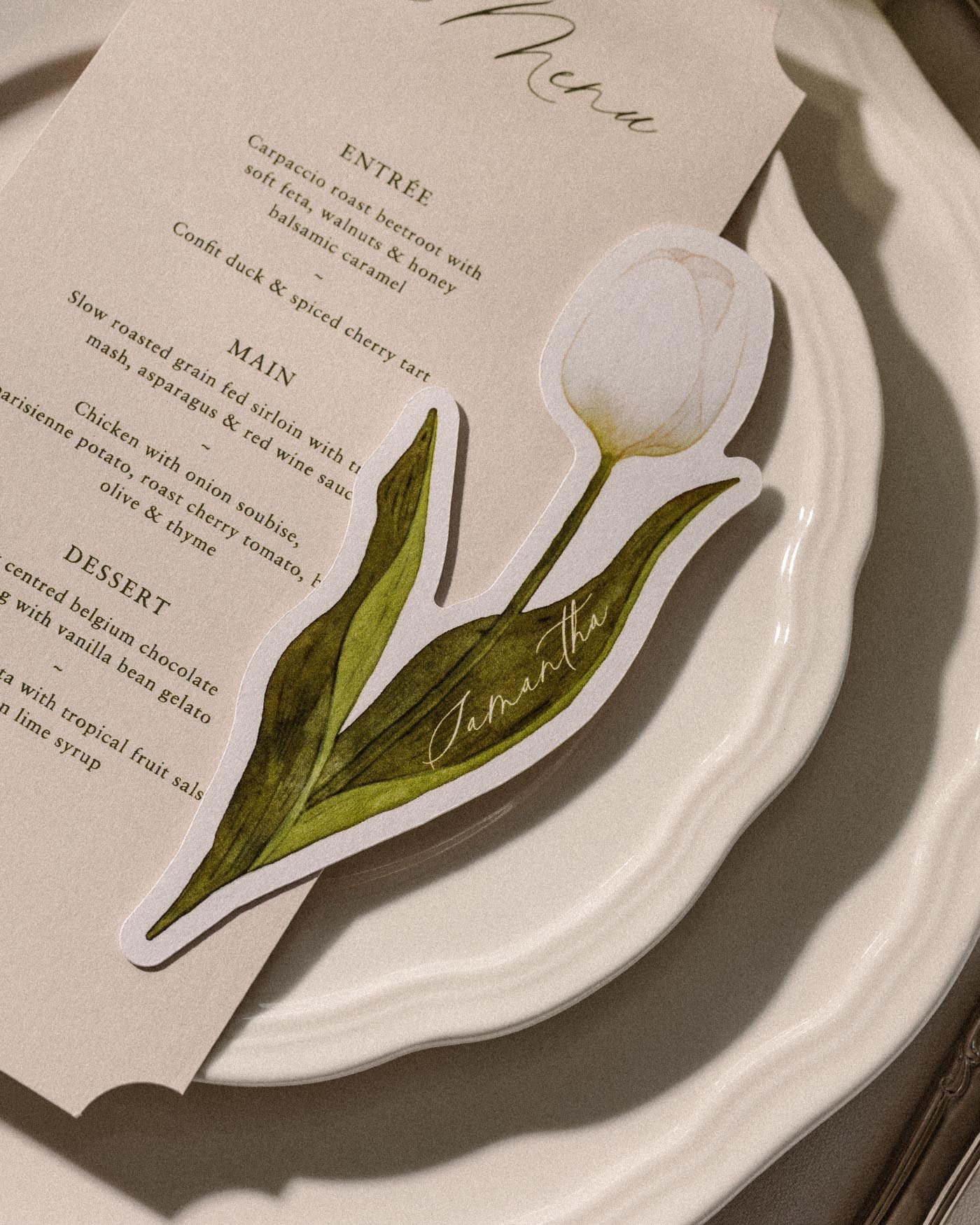 Watercolour Tulip Place Card second styled photograph