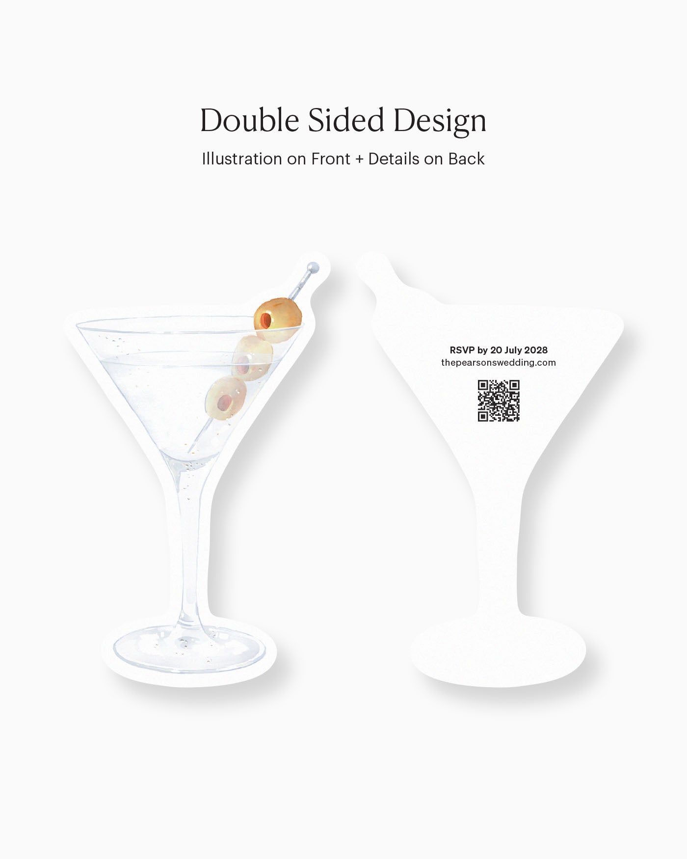 Watercolour Vodka Martini Insert Card double-sided mockup