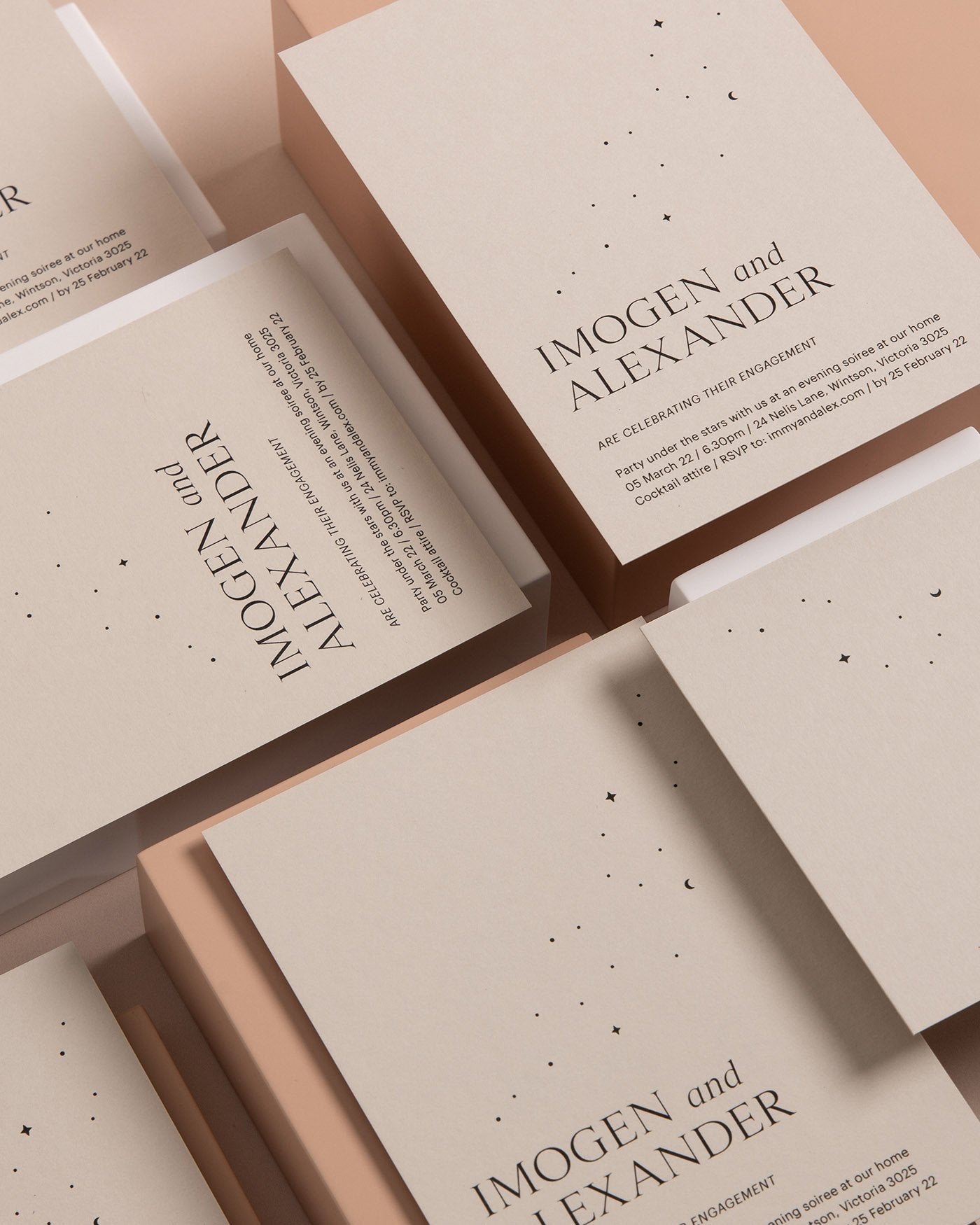 Peppermint Press Stationery Suite Luna Engagement Invite