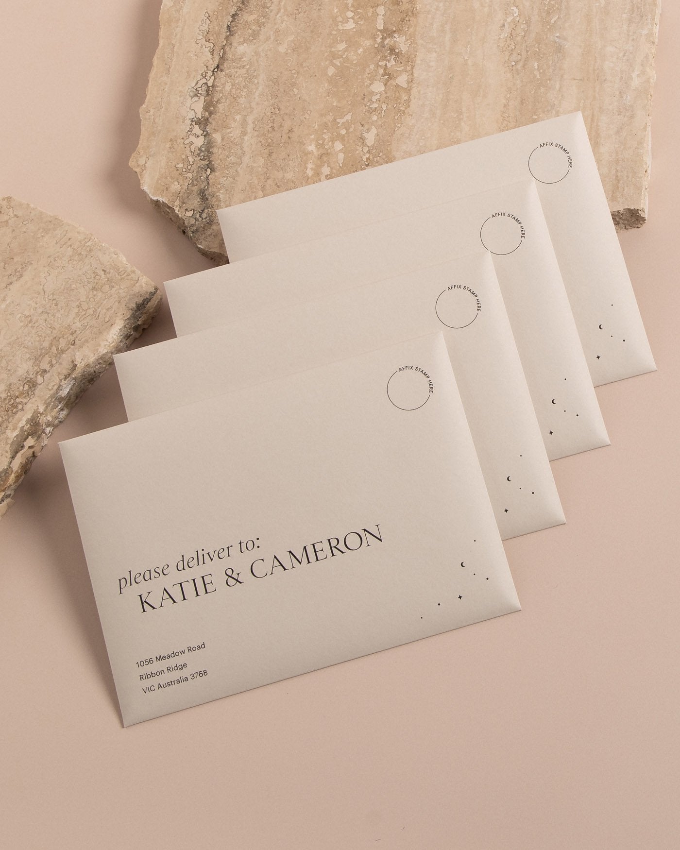 Peppermint Press Stationery Suite Luna Envelope Printing
