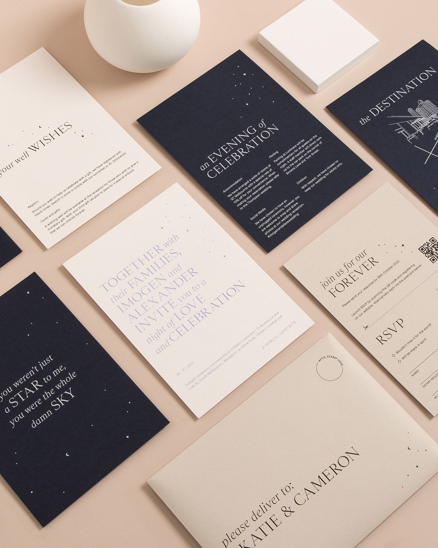 Peppermint Press Stationery Suite Luna Invitation Pocket