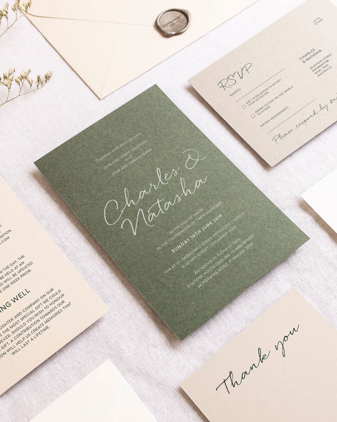 Peppermint Press Stationery Suite Clair Five Card Package