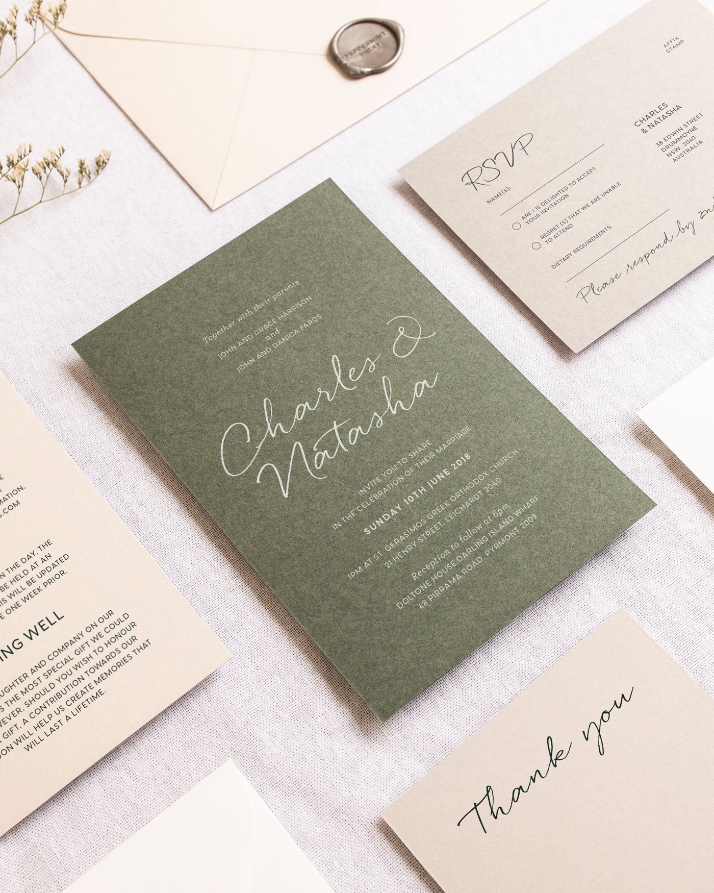 Peppermint Press Stationery Suite Clair Invitation