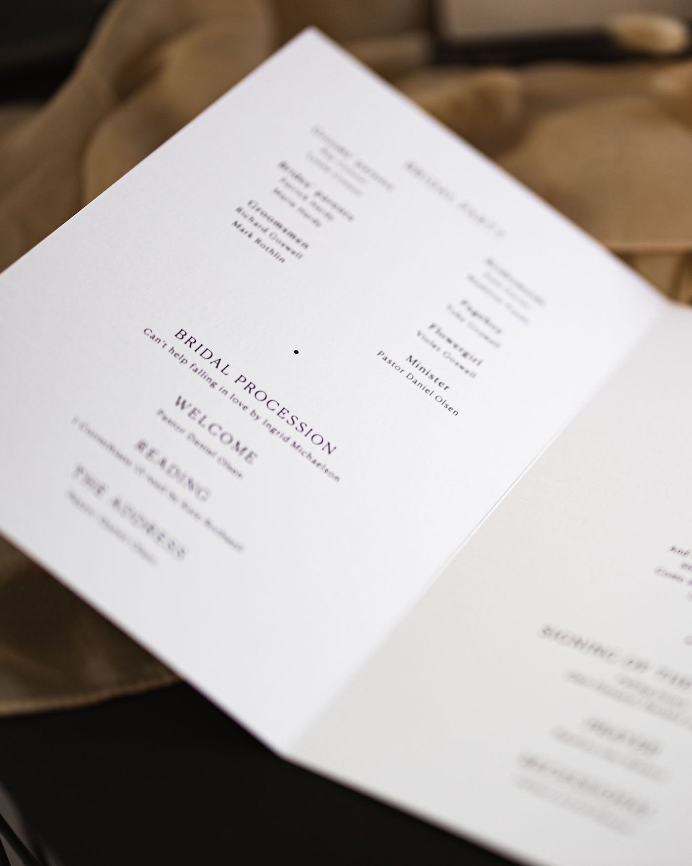 Peppermint Press On the Day Georgia Ceremony Booklet