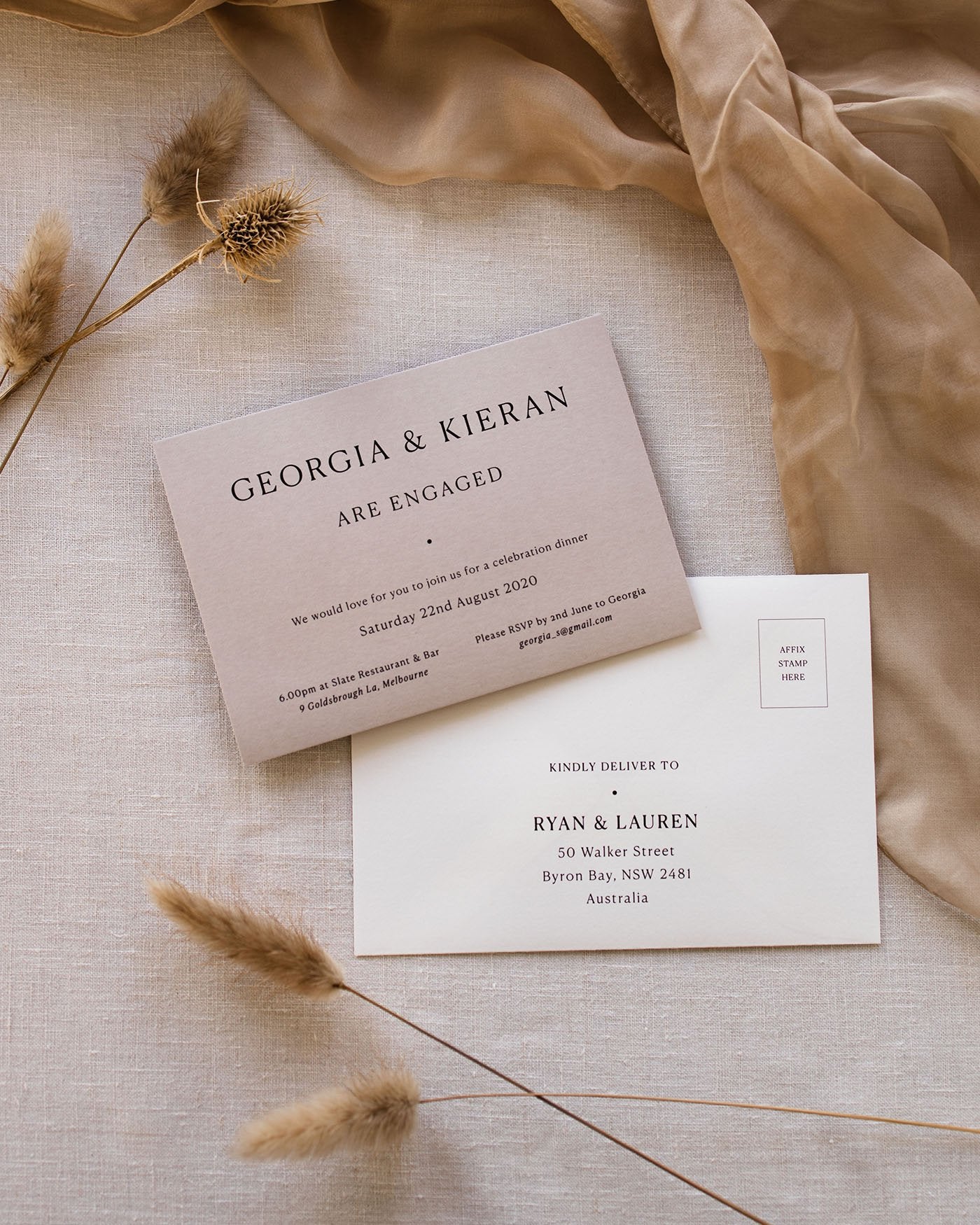 Peppermint Press Stationery Suite Georgia Engagement Invite