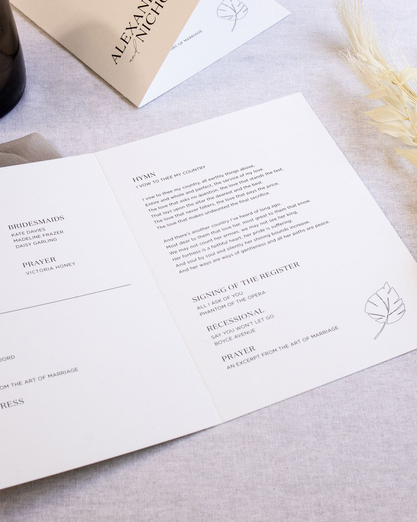 Peppermint Press On the Day Palms Ceremony Booklet