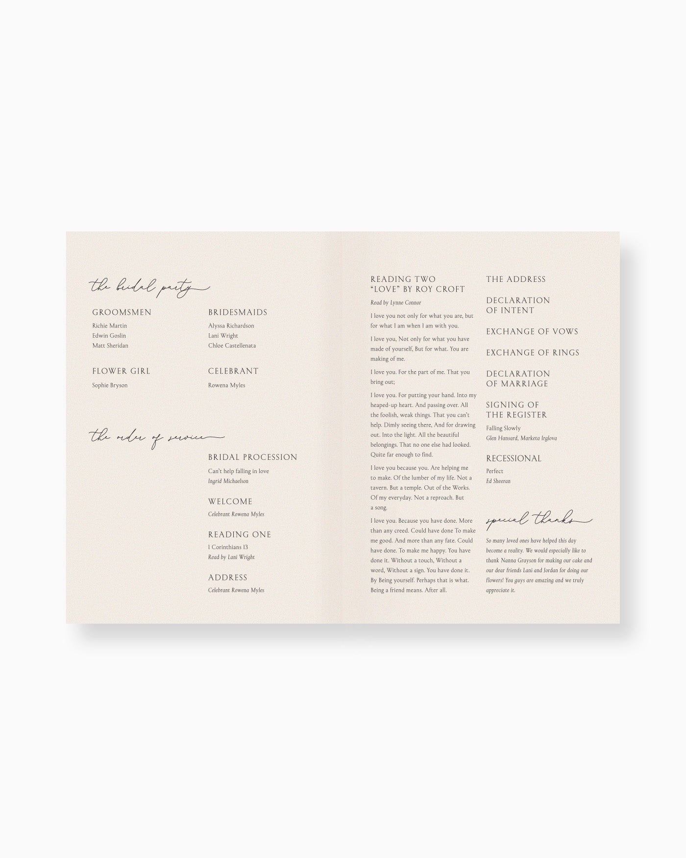 Peppermint Press On the Day Balmoral Ceremony Booklet