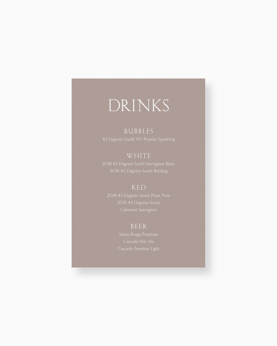 Balmoral Drinks Menu Peppermint Press