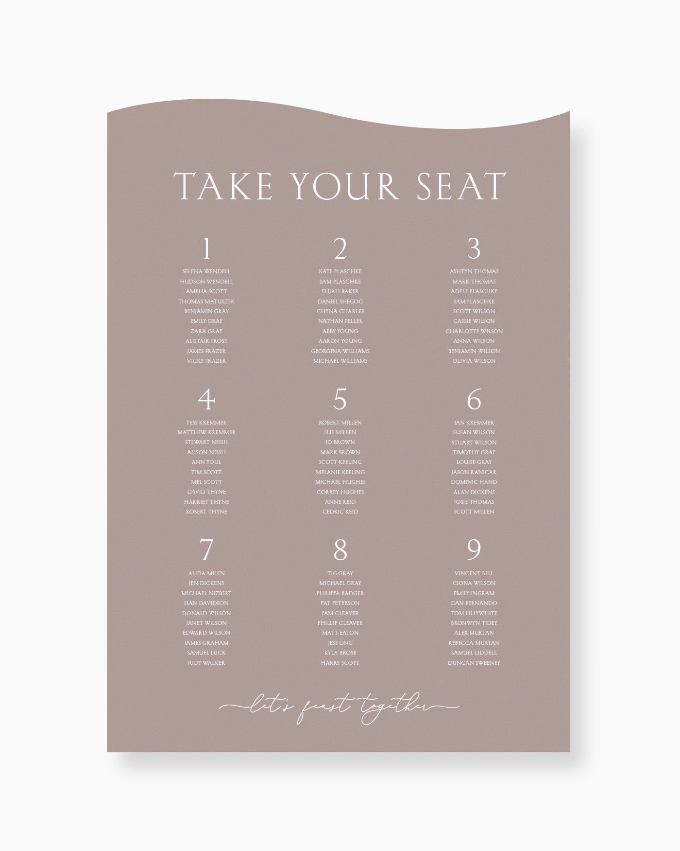 Peppermint Press On the Day Balmoral Seating Chart