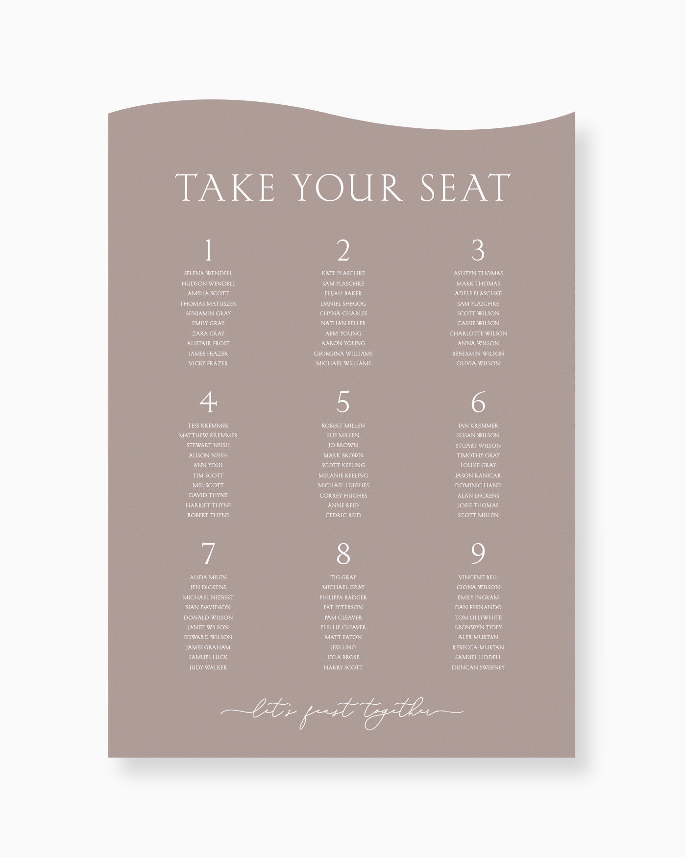 Peppermint Press On the Day Balmoral Seating Chart