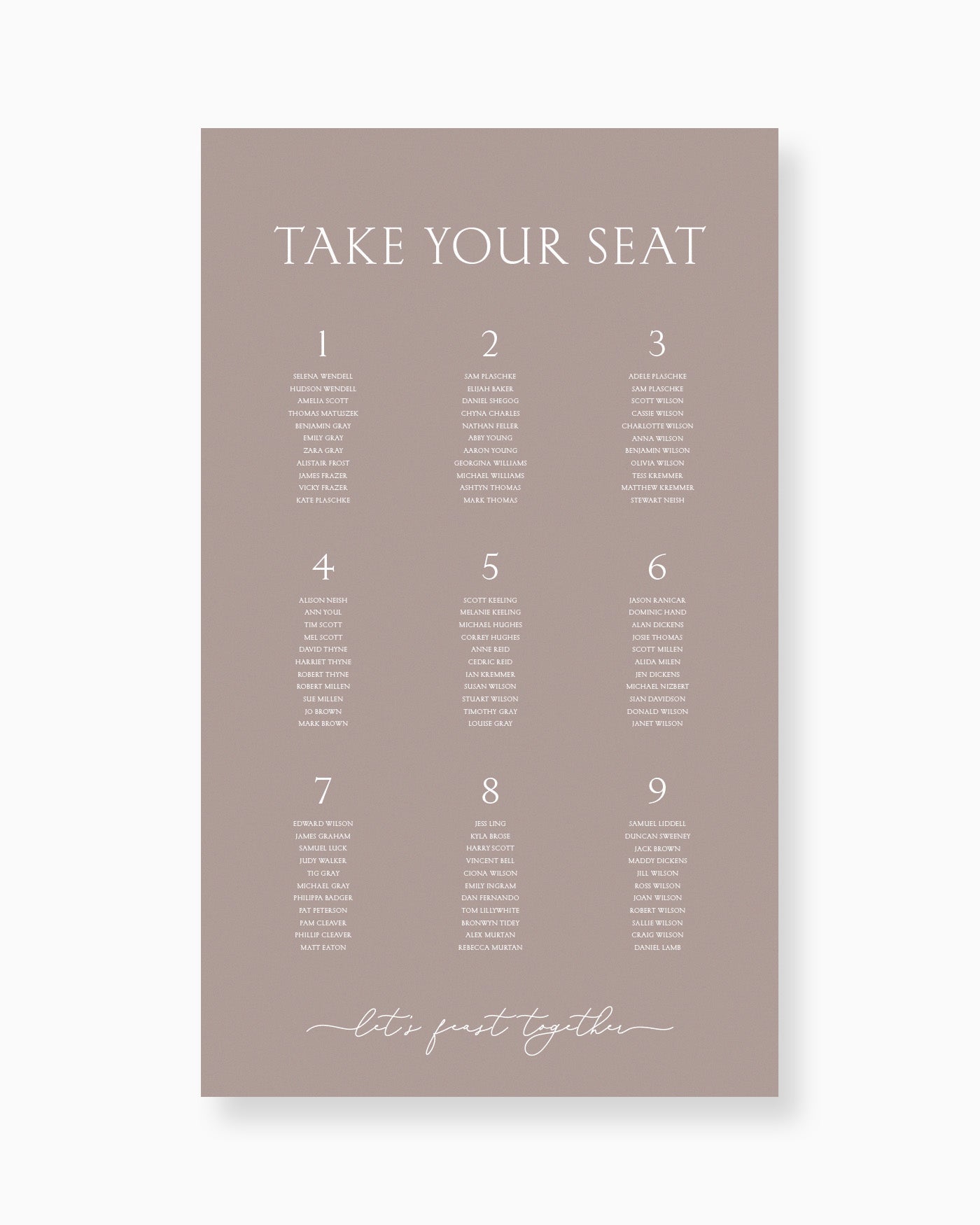 Peppermint Press On the Day Balmoral Seating Chart