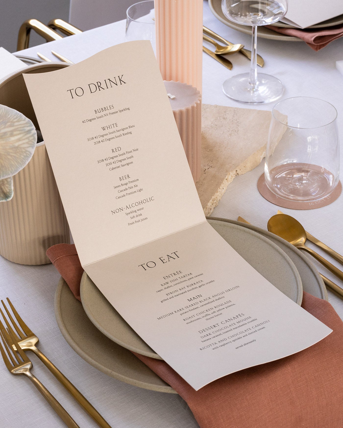 Peppermint Press On the Day Balmoral Statement Menu