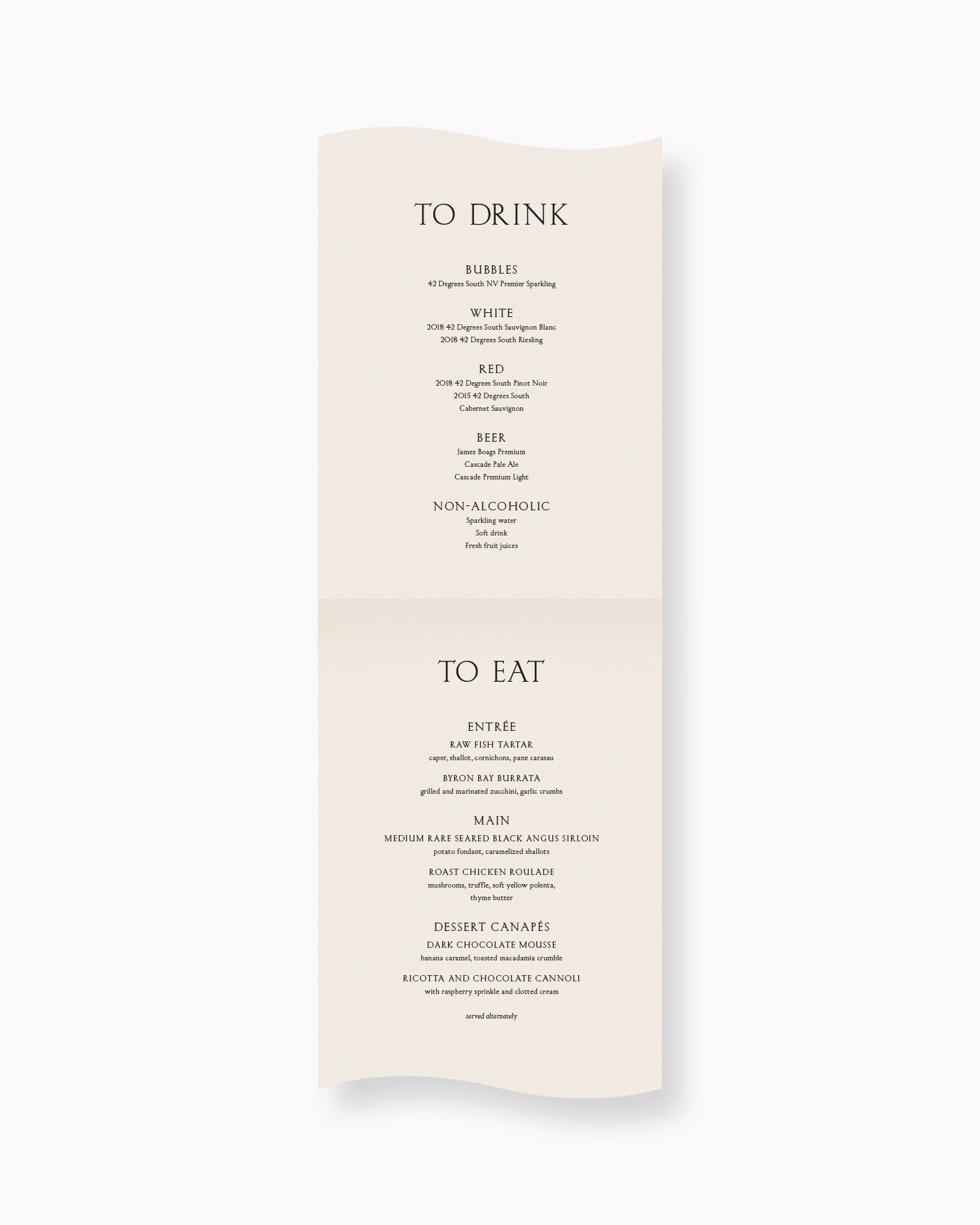 Peppermint Press On the Day Balmoral Statement Menu