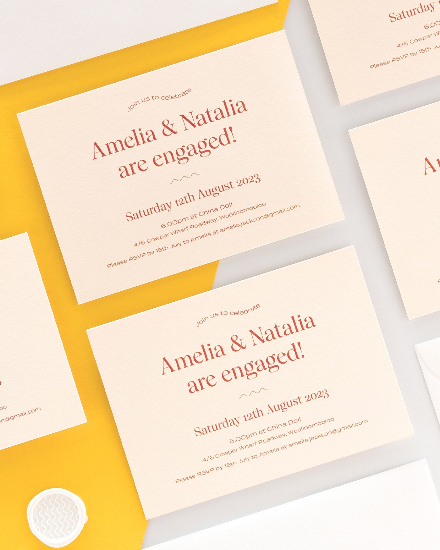 Peppermint Press Stationery Suite Wave Engagement Invite