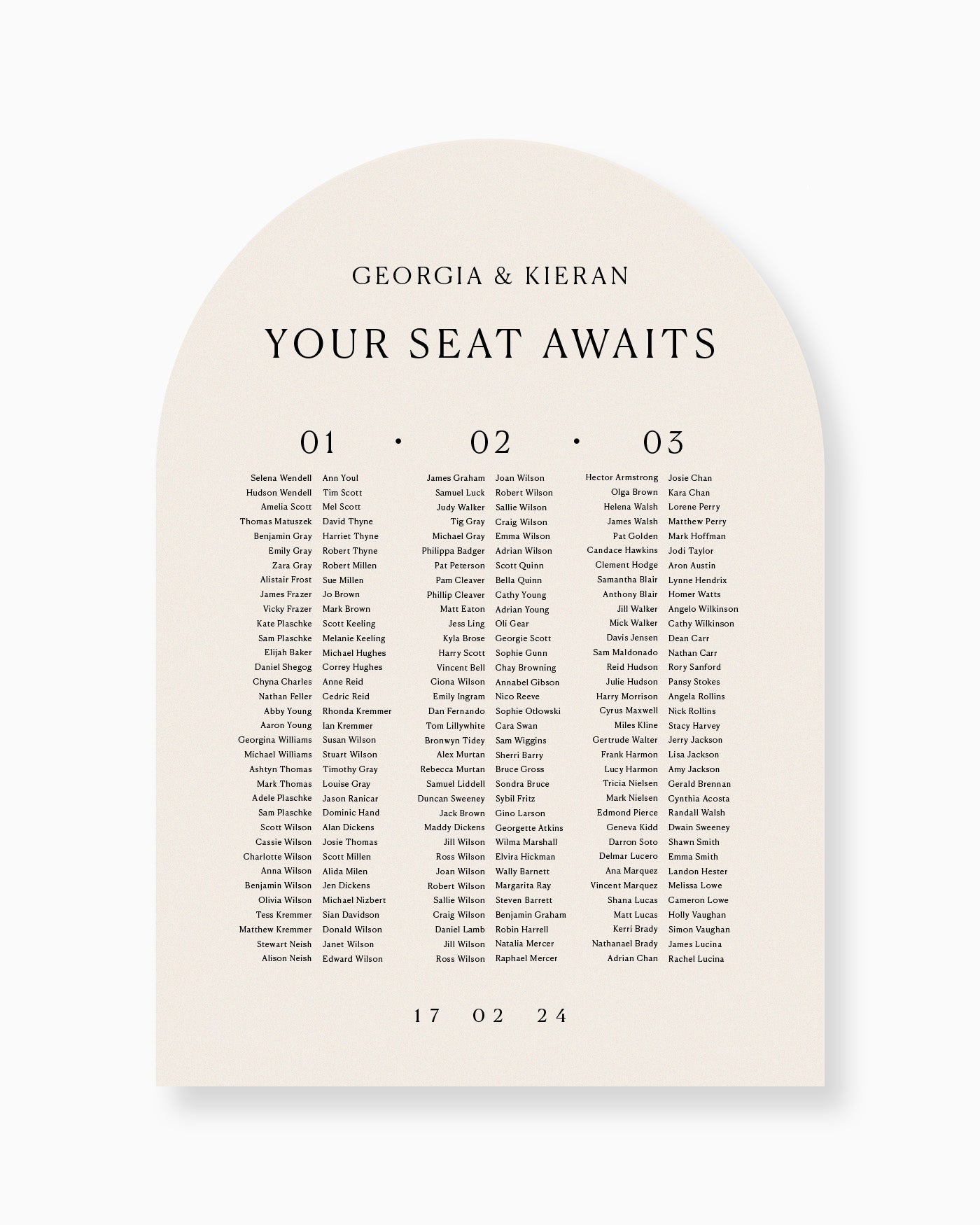 Peppermint Press On the Day Georgia Seating Chart