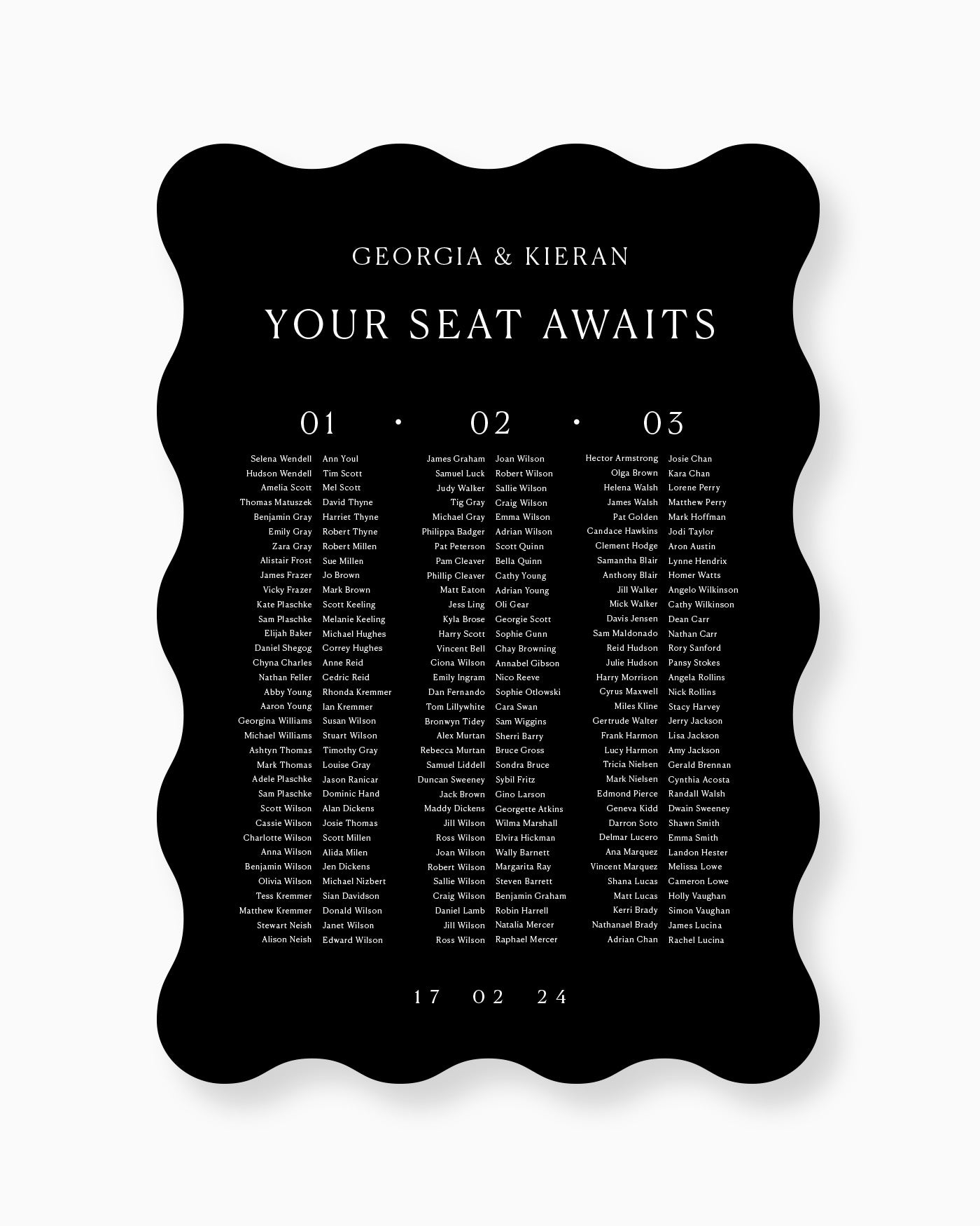 Peppermint Press On the Day Georgia Seating Chart