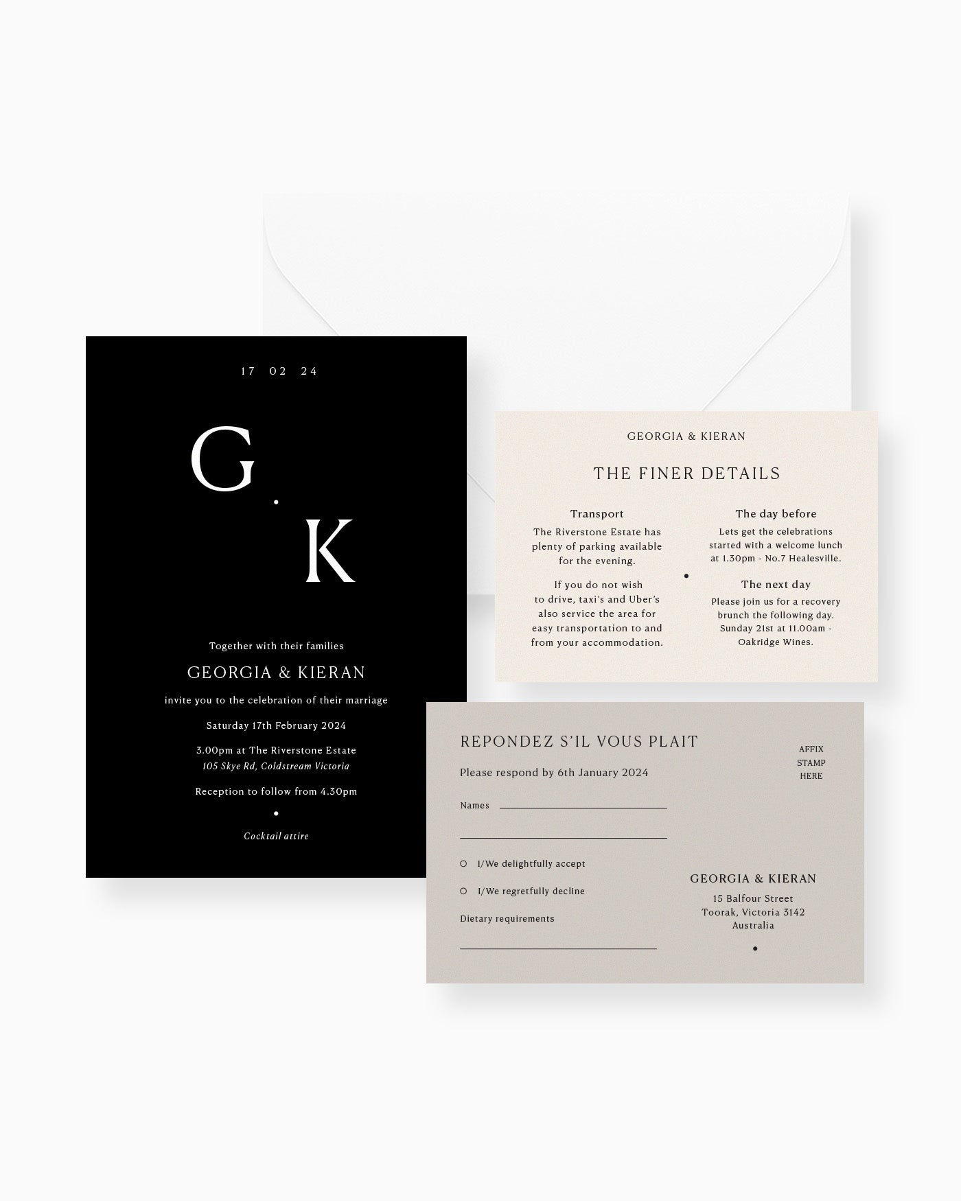 Peppermint Press Stationery Suite Georgia Three Card Package