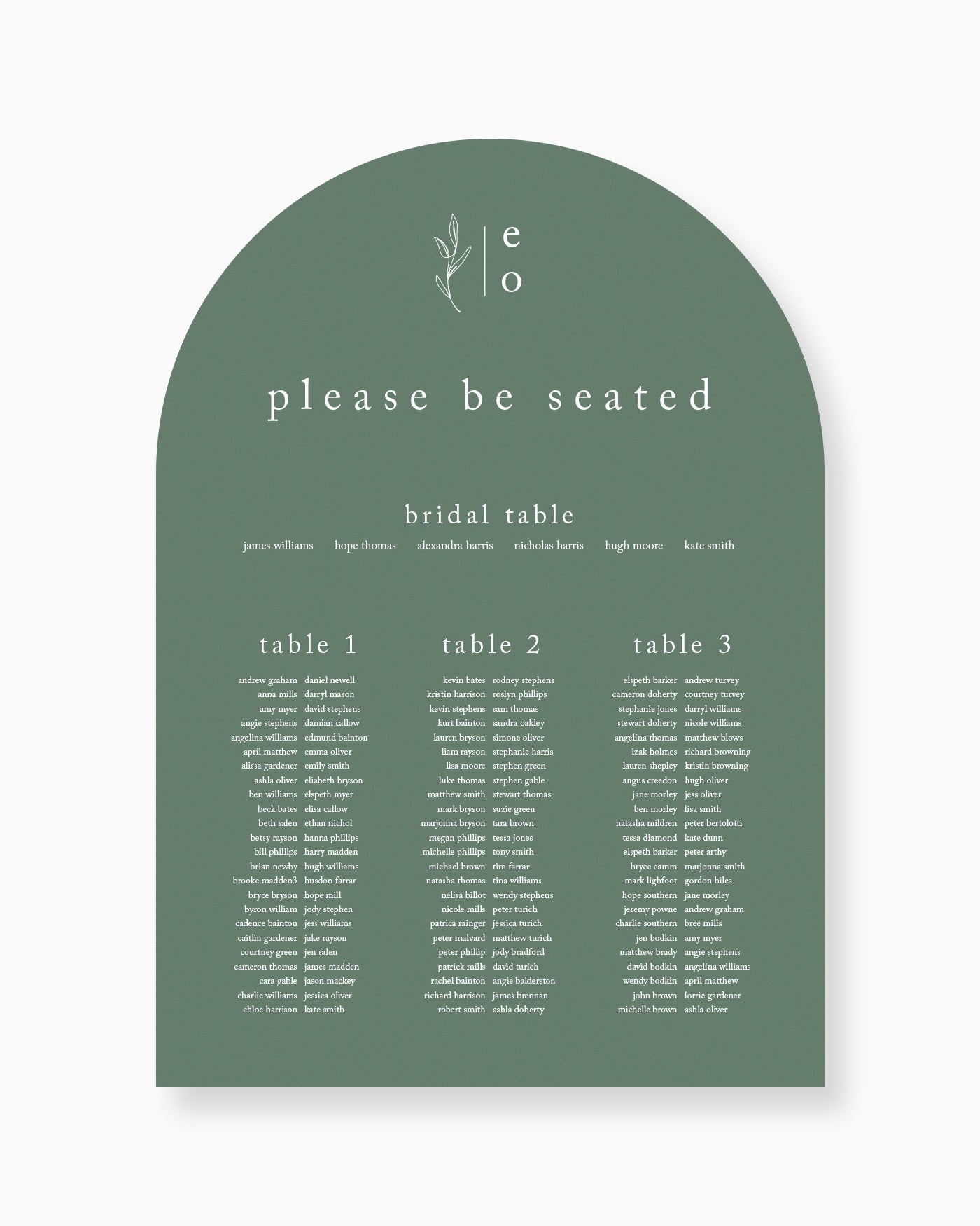 Peppermint Press On the Day Habitat Seating Chart