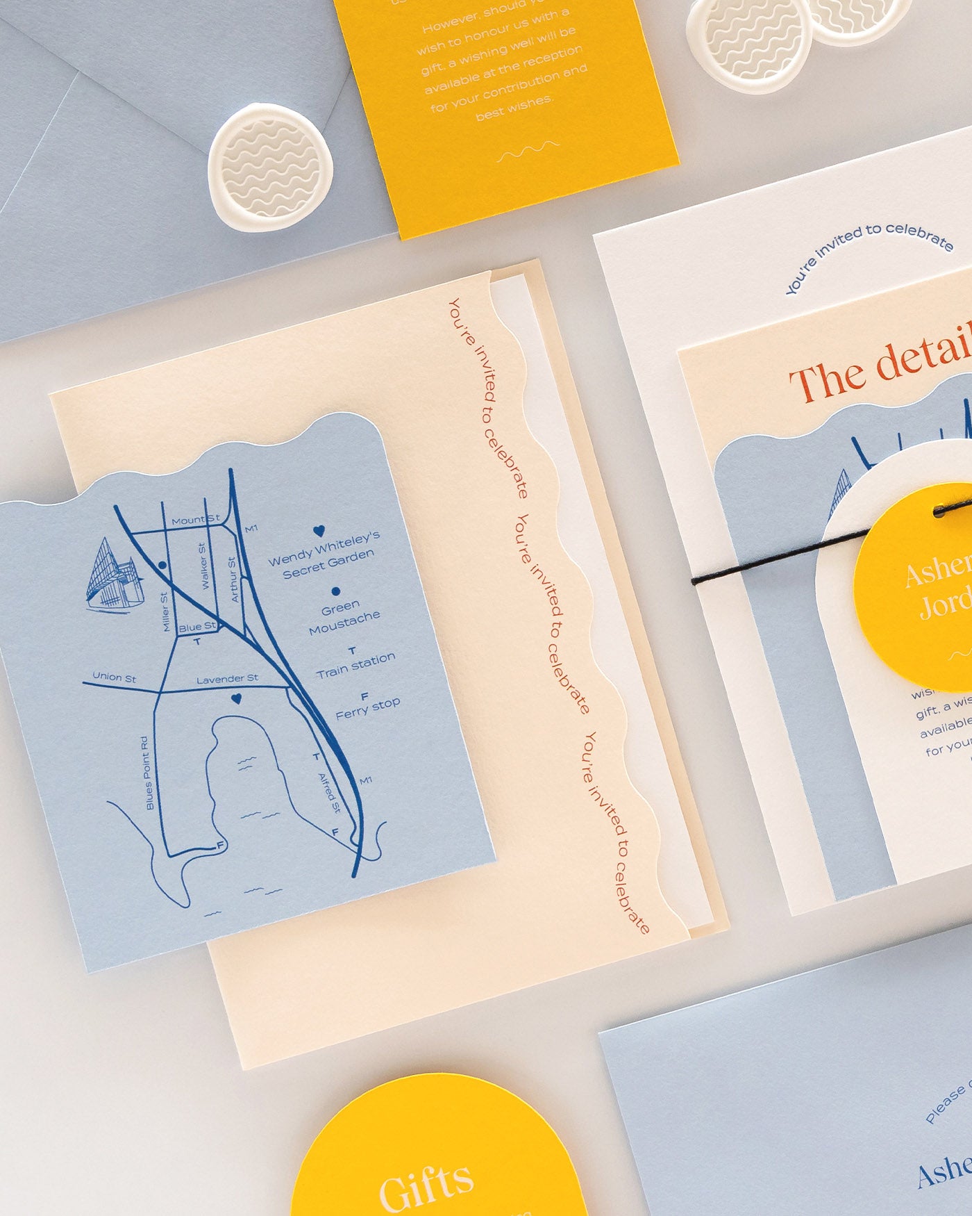 Peppermint Press Stationery Suite Wave Invitation Pocket