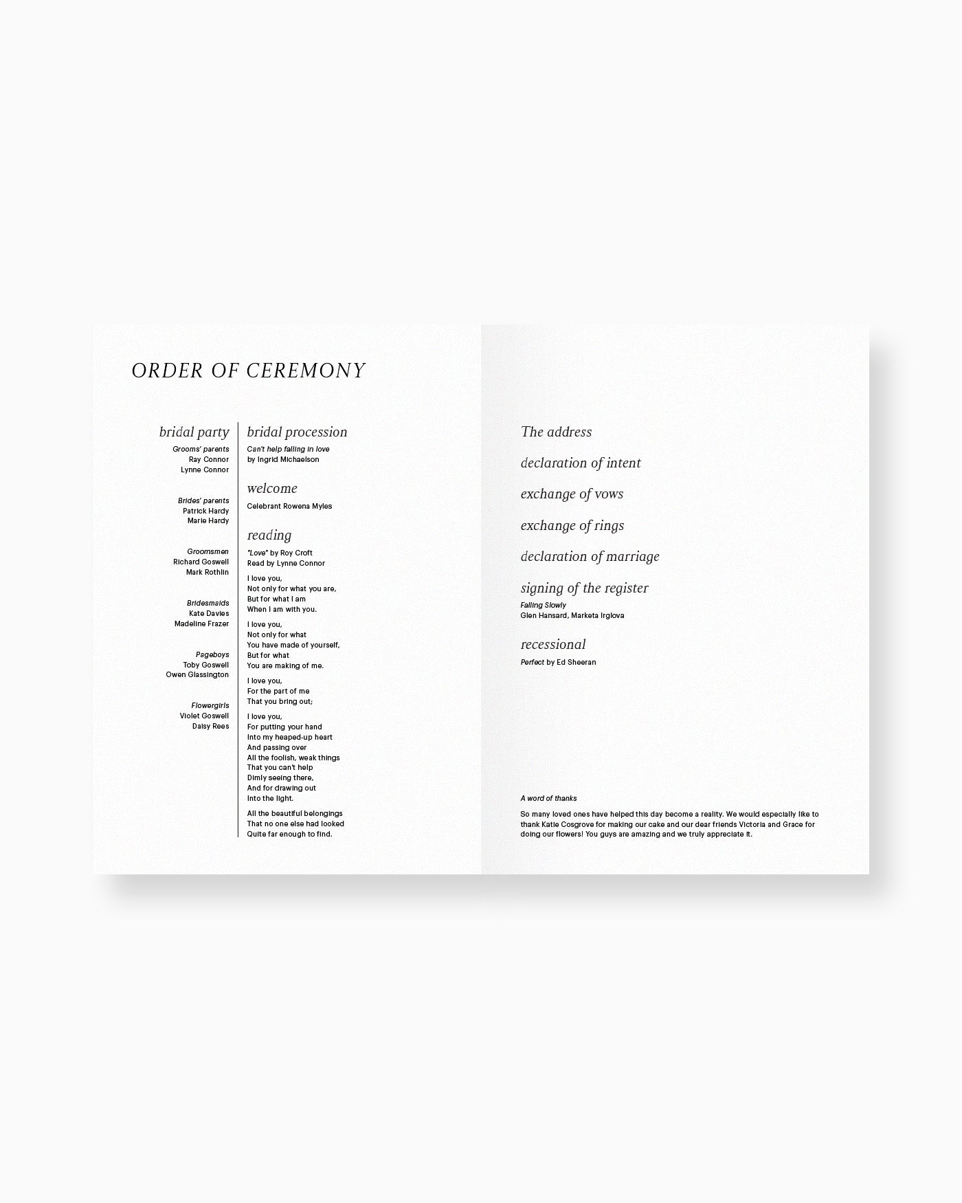 Peppermint Press On the Day Luna Ceremony Booklet