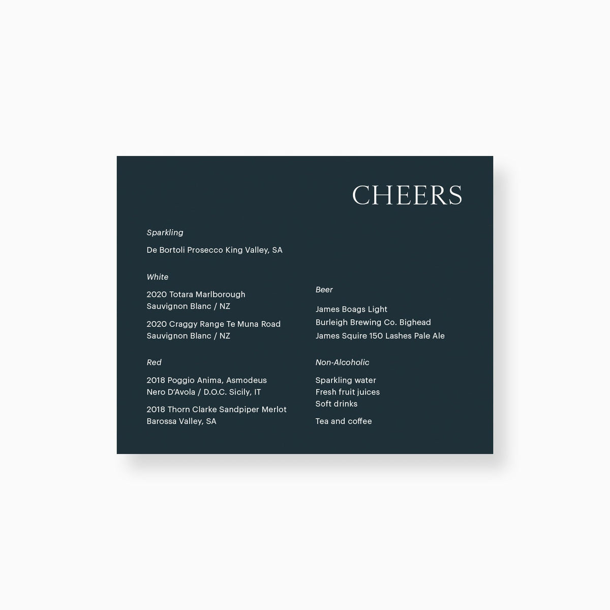 Luna Drinks Menu Peppermint Press