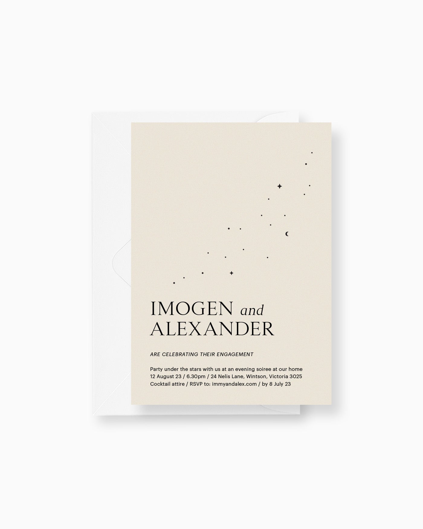 Peppermint Press Stationery Suite Luna Engagement Invite