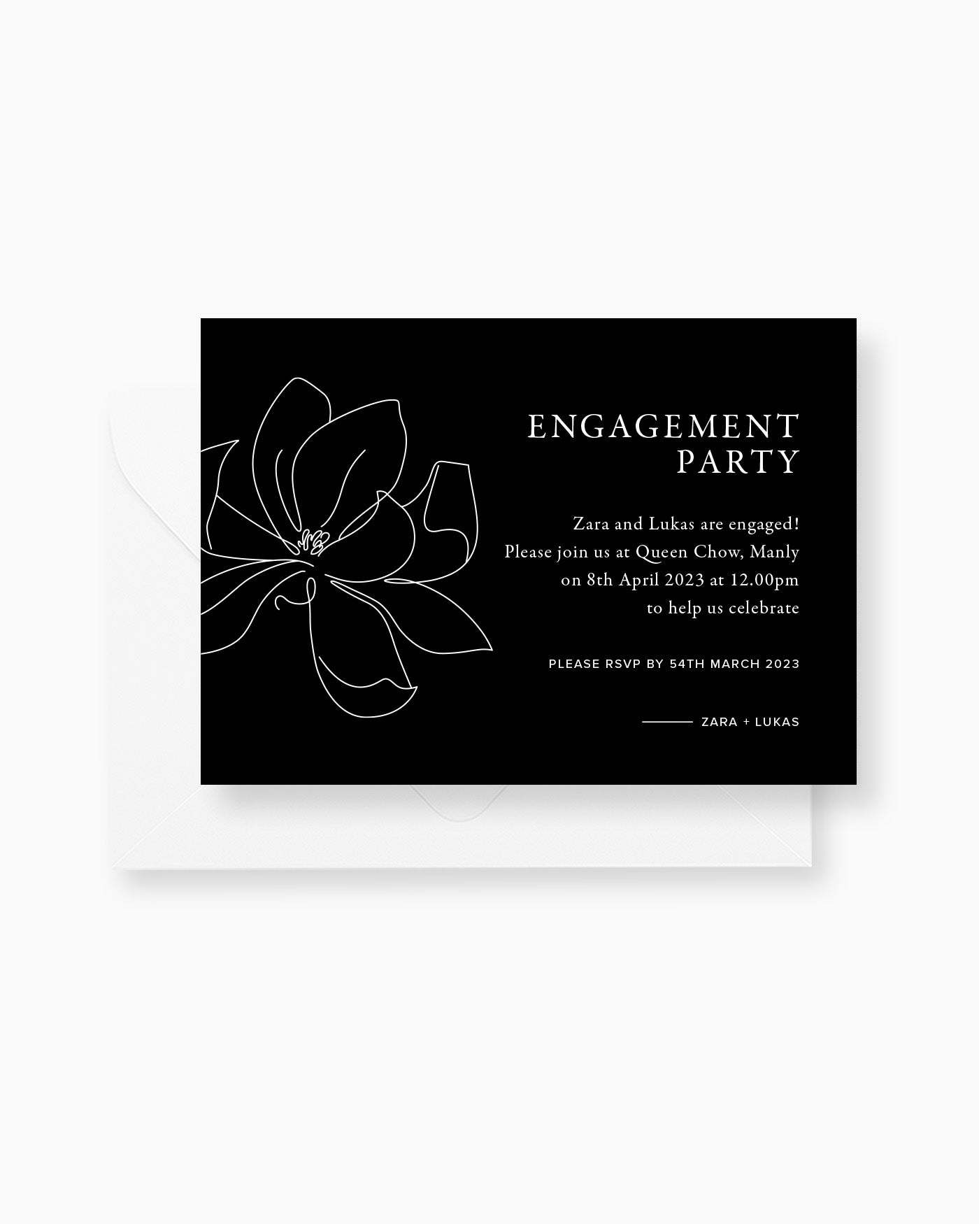Peppermint Press Stationery Suite Magnolia Engagement Invite